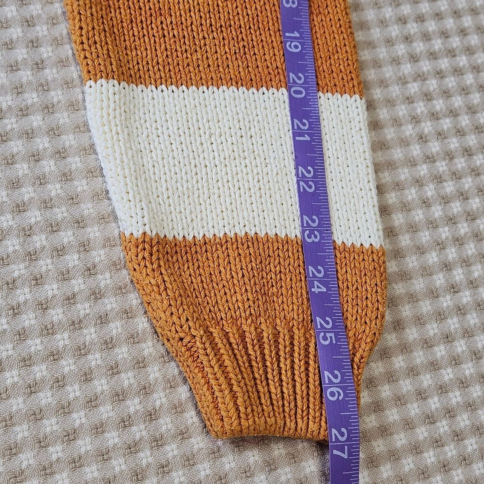 J.G. Hook Vintage Nautical Anchor Rust Cream Stripe Boatneck Cotton Knit Sweater