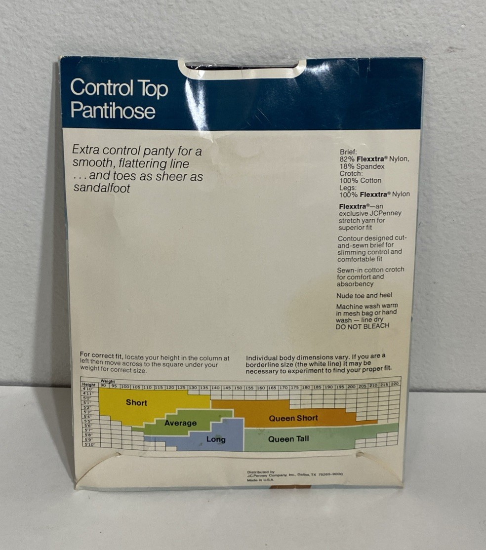 Vintage JC Penney Super Shaper Control Top Pantyhose Queen Short Navy NWT 1980s