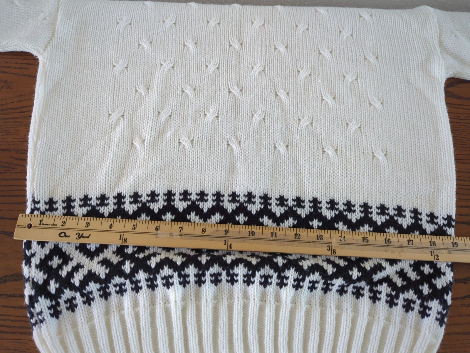 Vintage JOLIE Nordic Sweater With Turtleneck & Black Geometric Pattern sz M / L