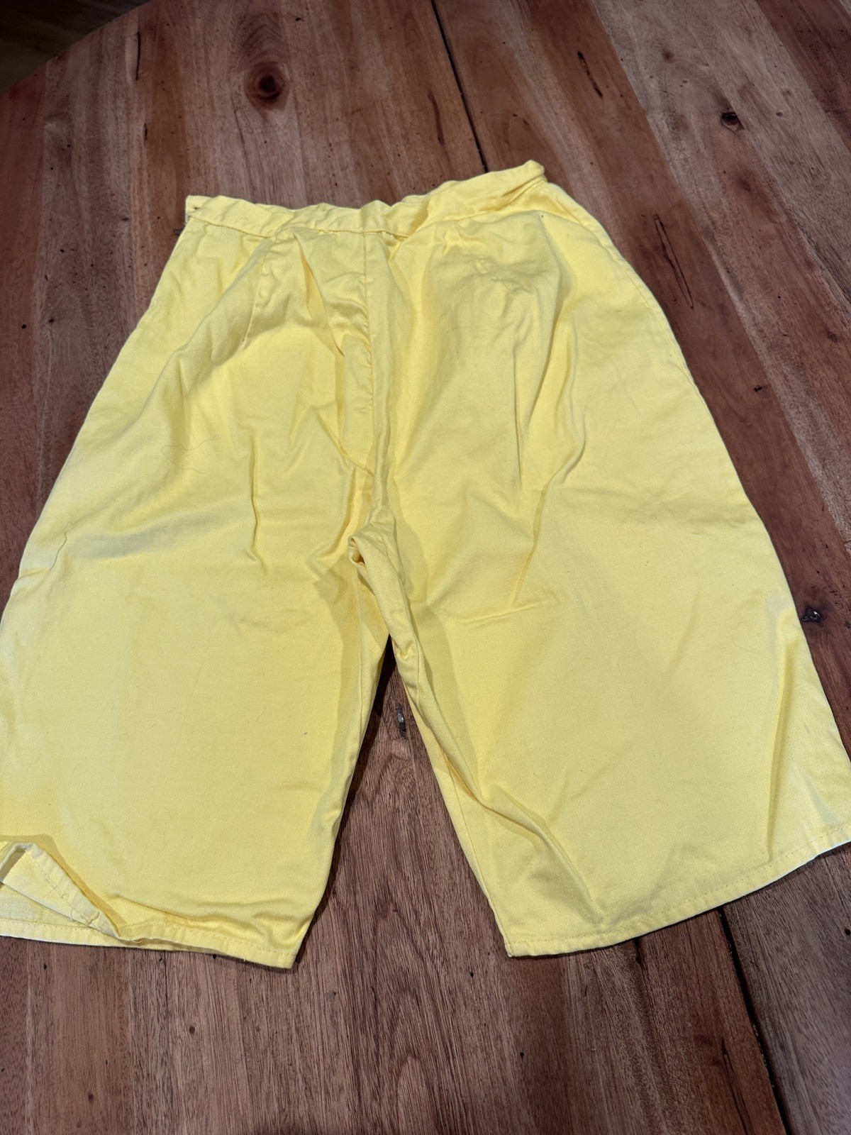 Vintage Bright Yellow High Waisted Shorts Pleated Women’s Retro Side Zip