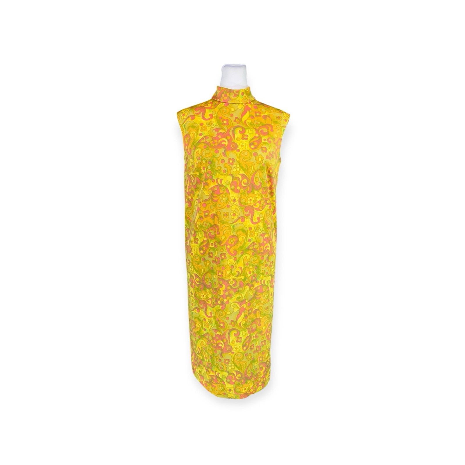 VTG 1960s TREVIRA KIO FLOWER POWER PSYCHEDELIC POLYESTER SHIFT DRESS HIPPIE MOD