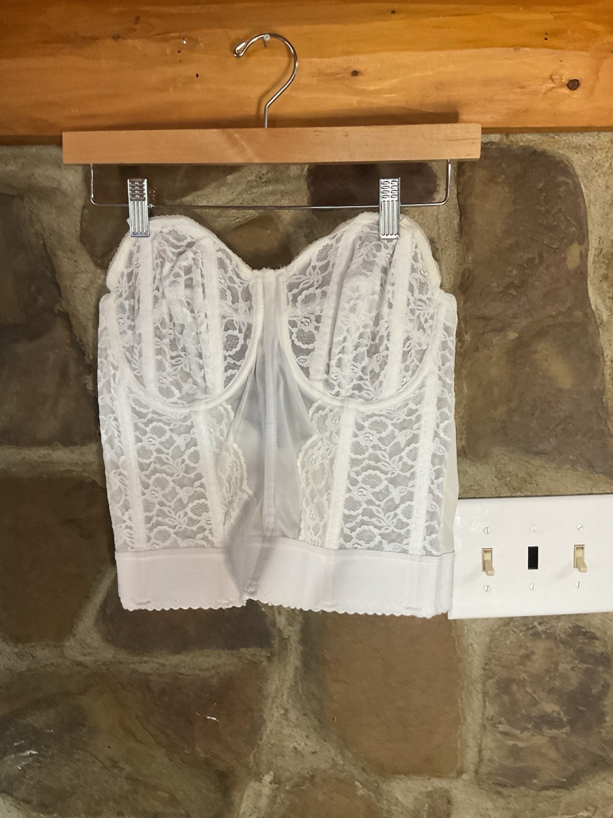 Goddess Vintage Women’s Corset Bra Top Ivory 40B Union Made In USA Hook Eye