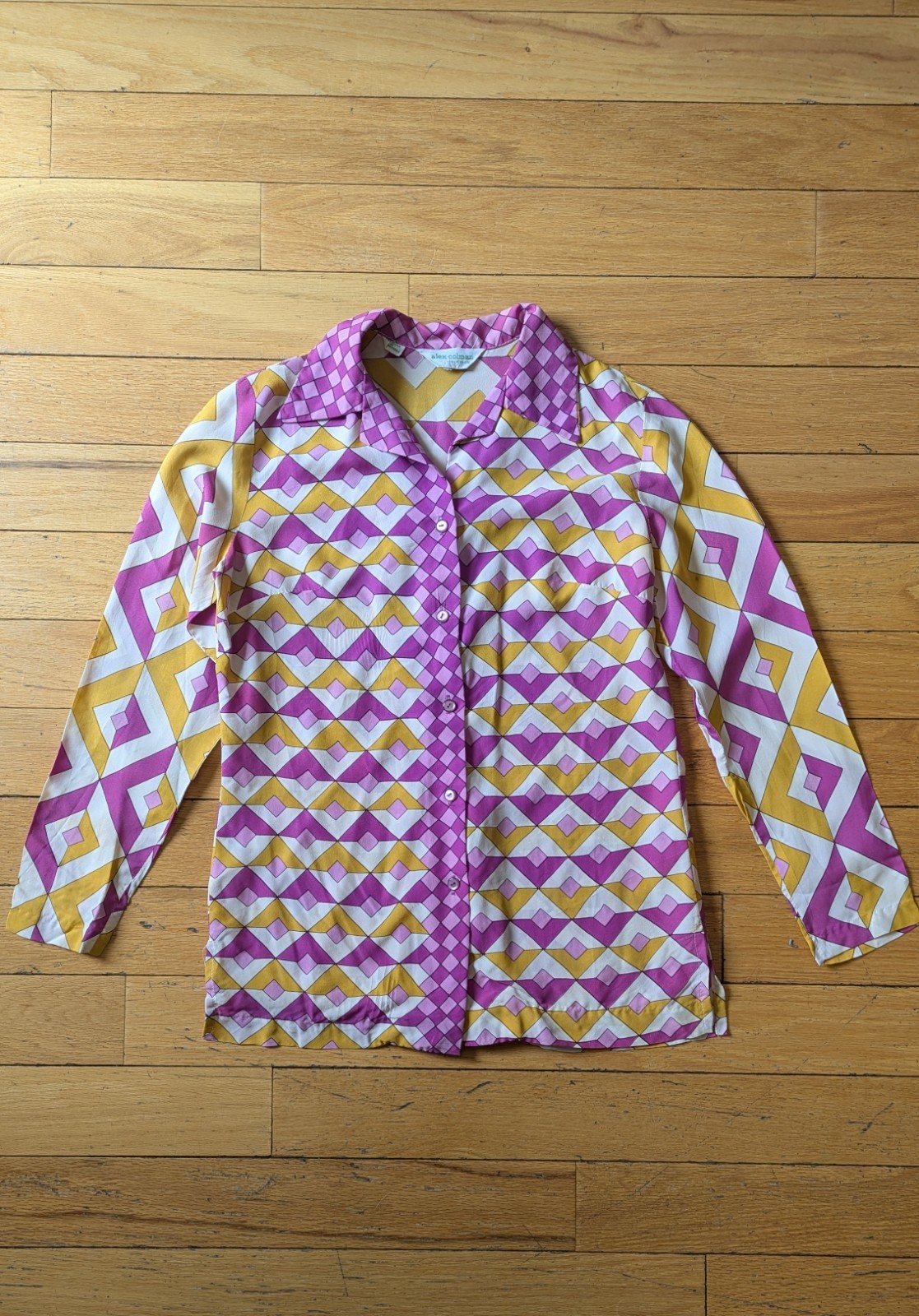 ​Vintage 70s Alex Colman California Collar Button Down Shirt Geometric Print