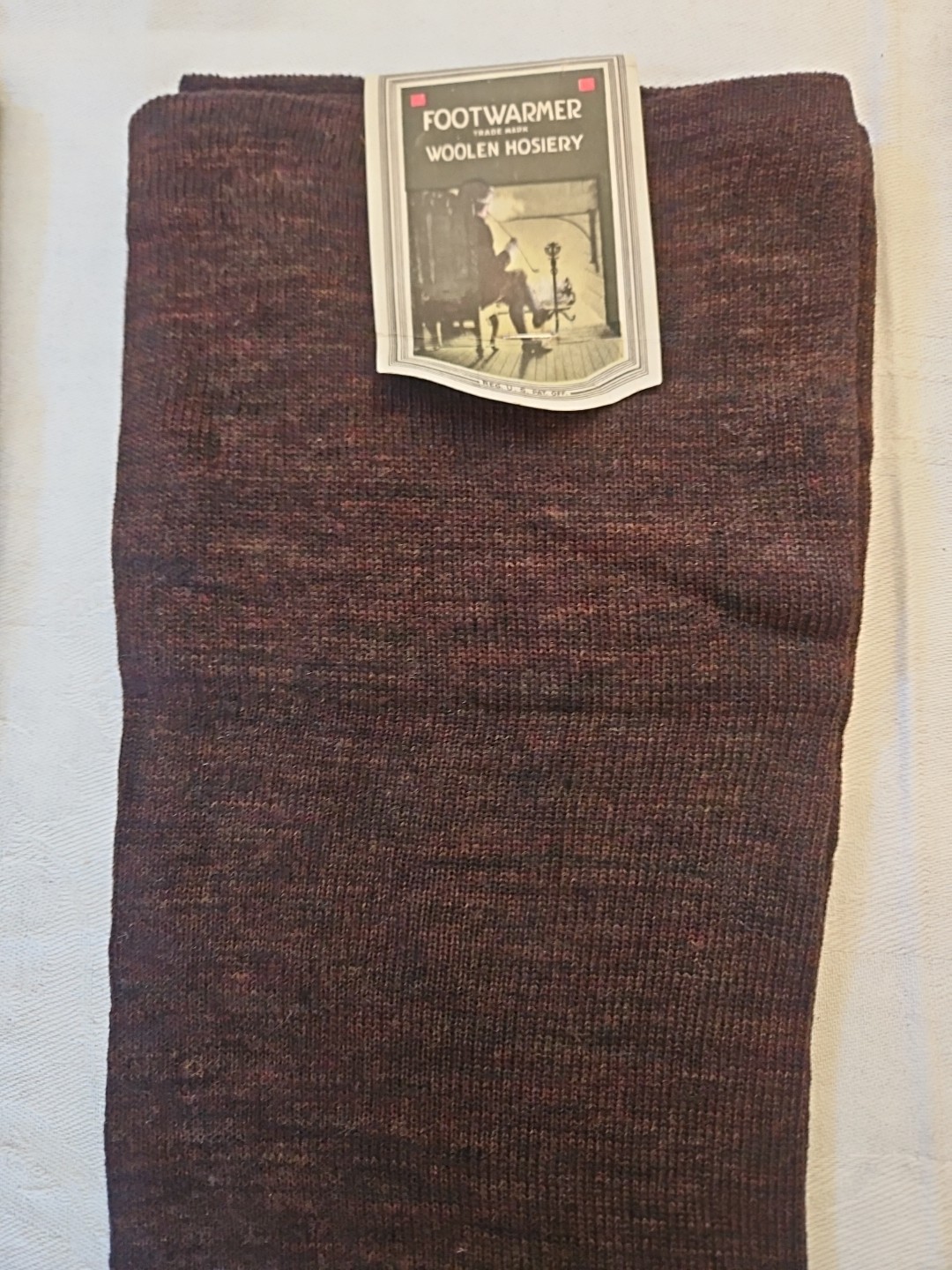 3 Pairs 1920s NOS Vintage Hosiery Stockings Cotton Wool Thigh High Brown