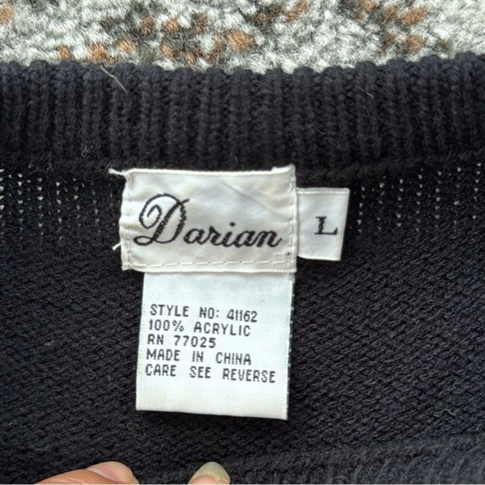 Vintage Darian Beaded Sweater Midi Dress Black Large