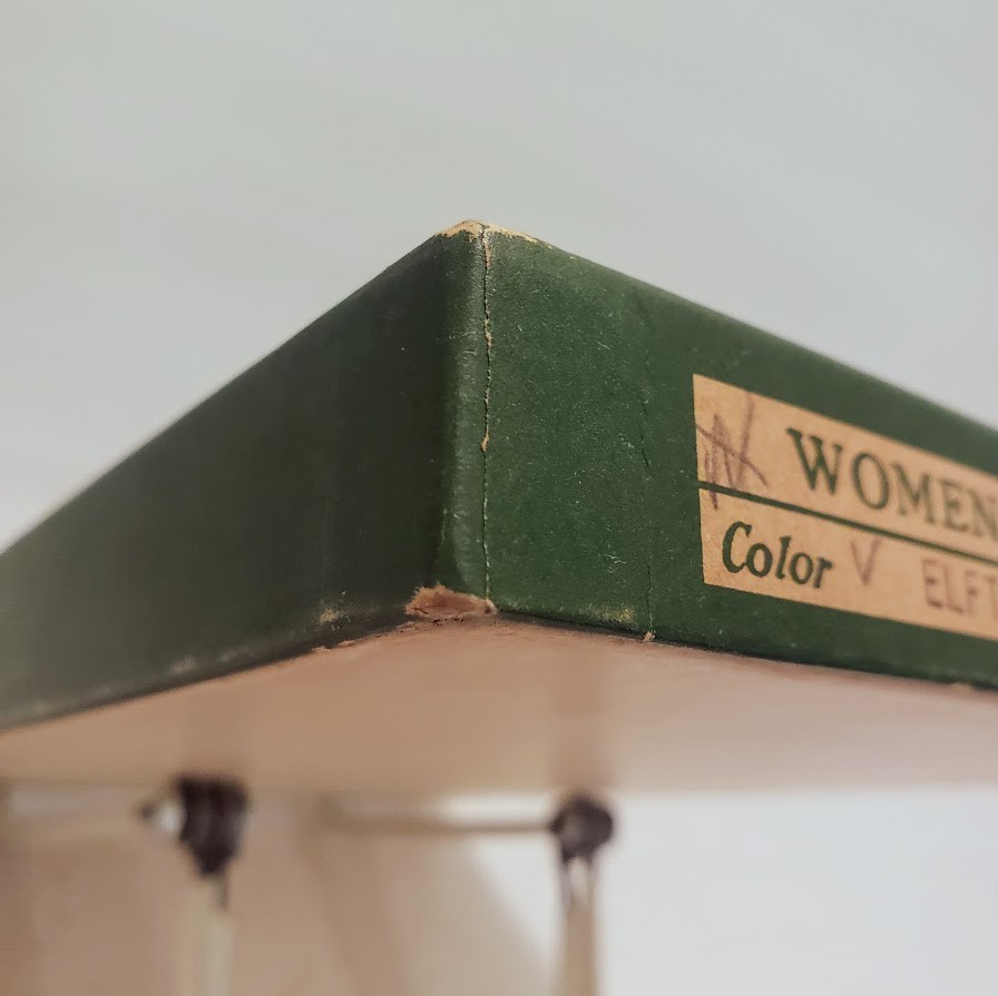 VTG 1930s Art Deco Hosiery Box Full Fashioned Stocking Display Scottie Dog Green