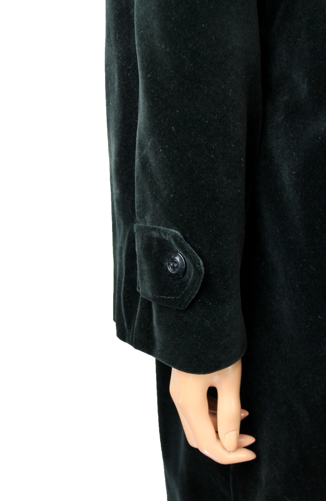 Velvet Opera Coat Sz 16 XL Vintage 70s Drizzle Black Cotton Velvet Long Jacket