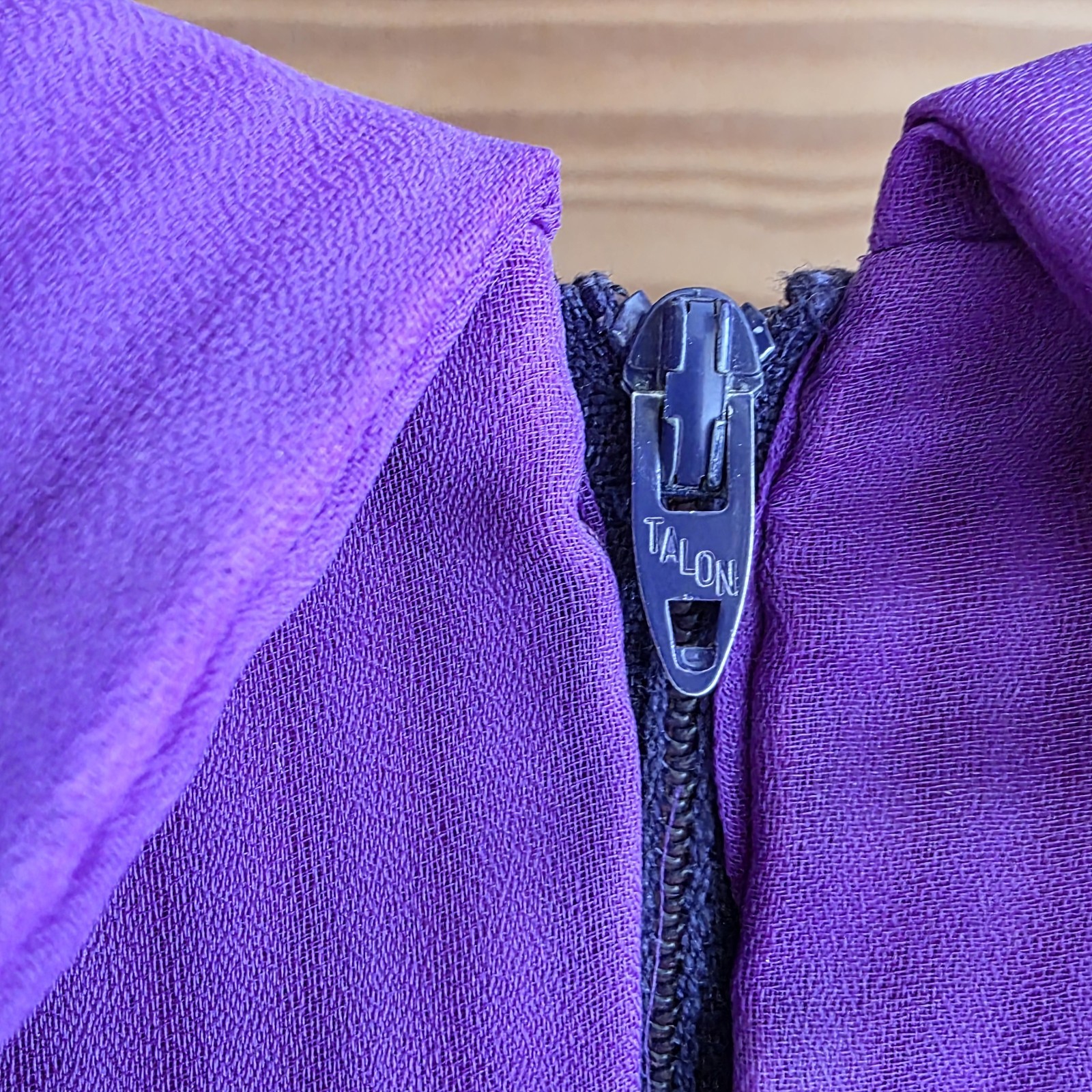 VTG 50’s 60s Handmade Purple A Line Dress V Neck Collar Rockabilly Full Swing