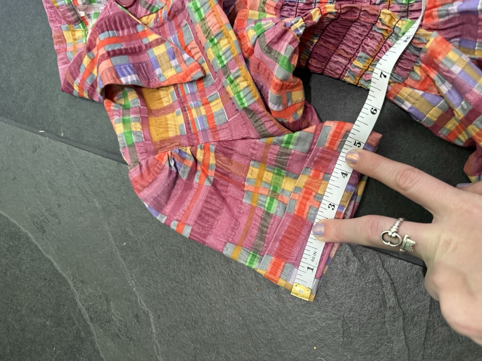RARE Vintage 1970s Two Piece Set Bell Bottom And Top Bright Colorful Plaid SZ XS