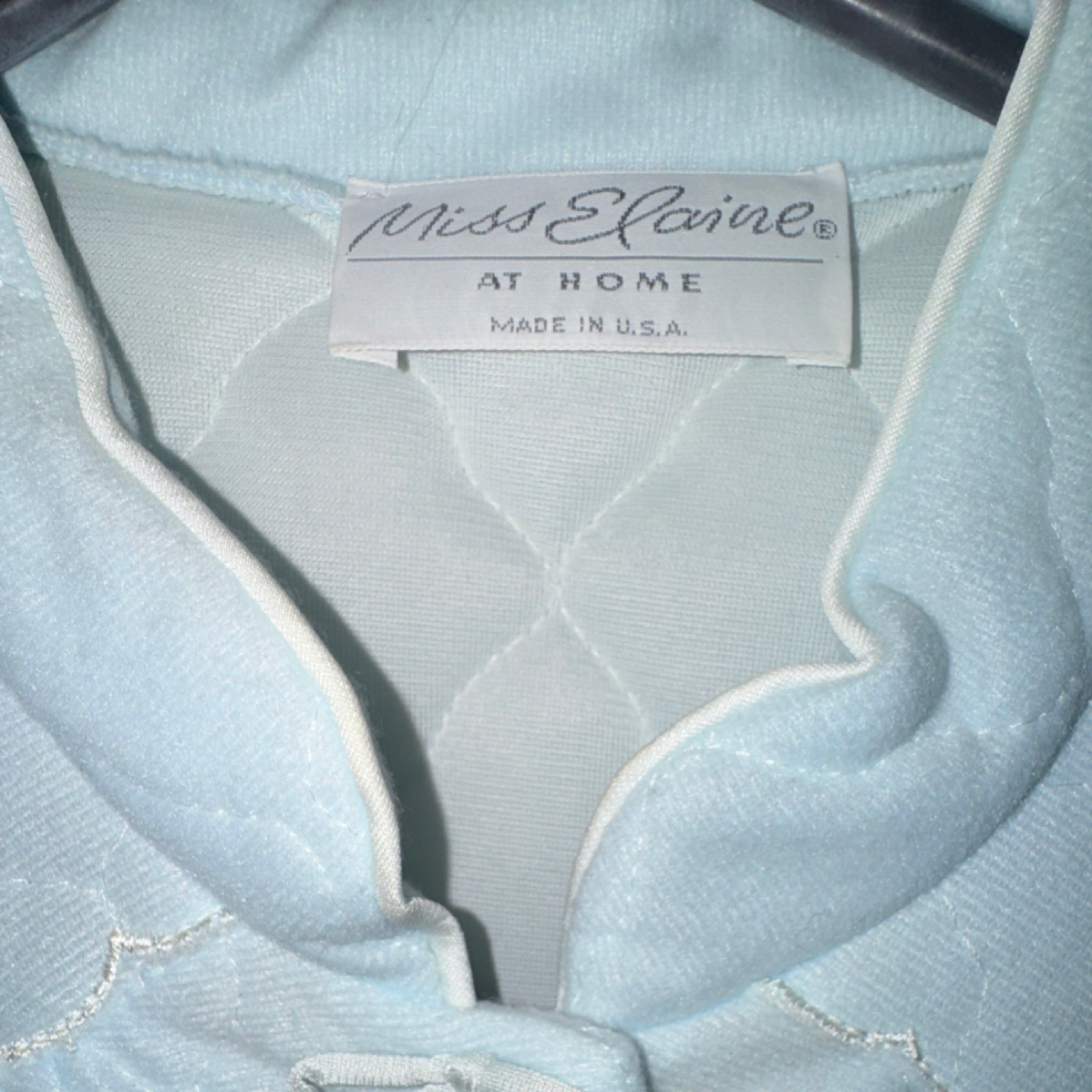 Miss Elaine Vintage Quilted Robe Light Blue 1980s Small Size