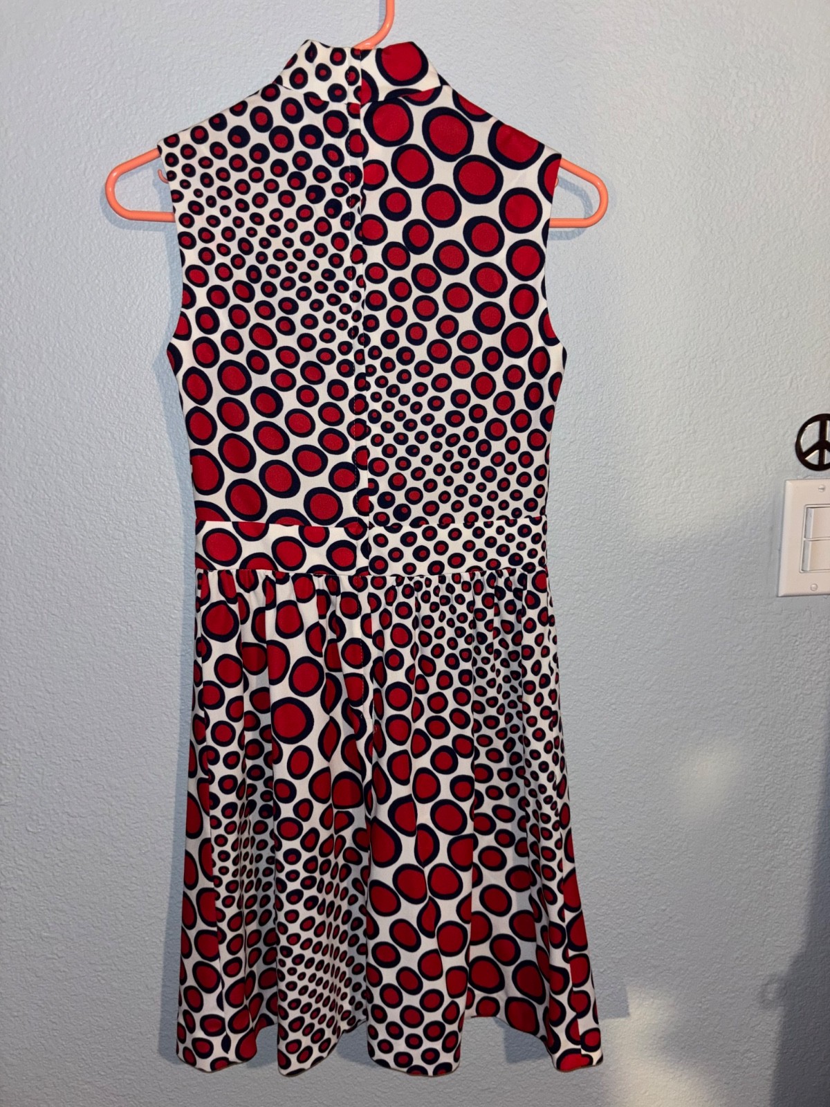 Rare Vintage Cirette California Mod 60’s Polka Dot Mock Turtleneck A Line Dress