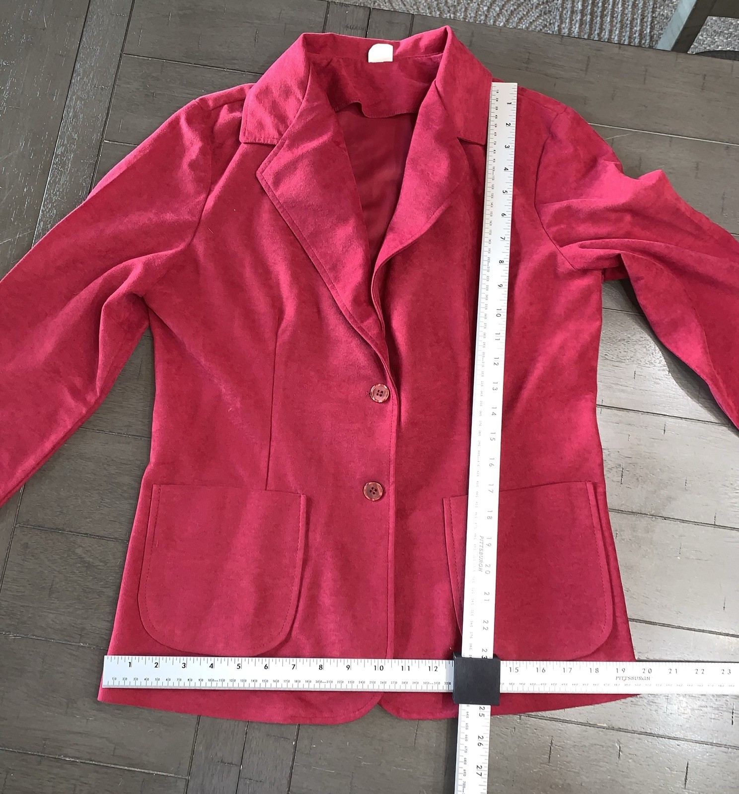 B2 80s Velour Blazer Jacket Sz M Pink Fuchsia Button Career Office Preppy
