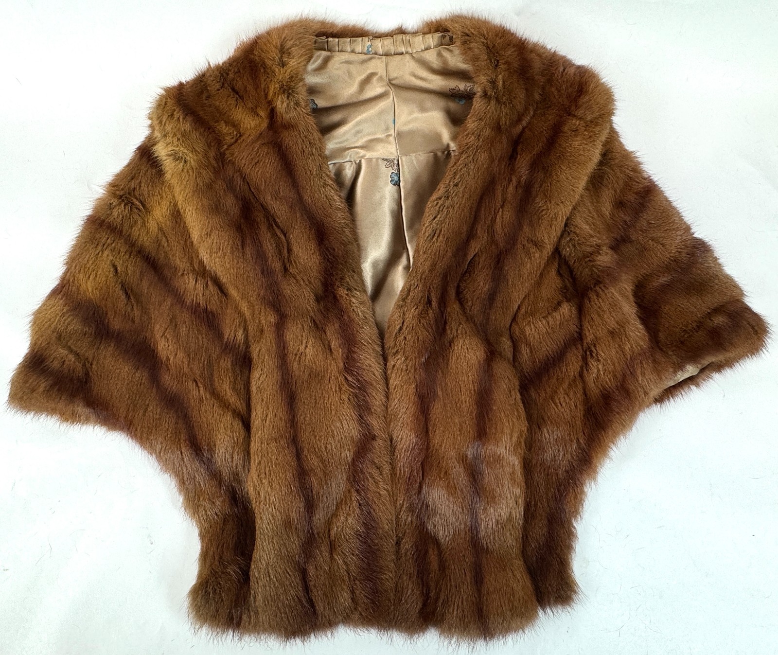 Vintage Handmade Unmarked Fur Label Authority Brown Mink Fur Shrug 1950s 1960s