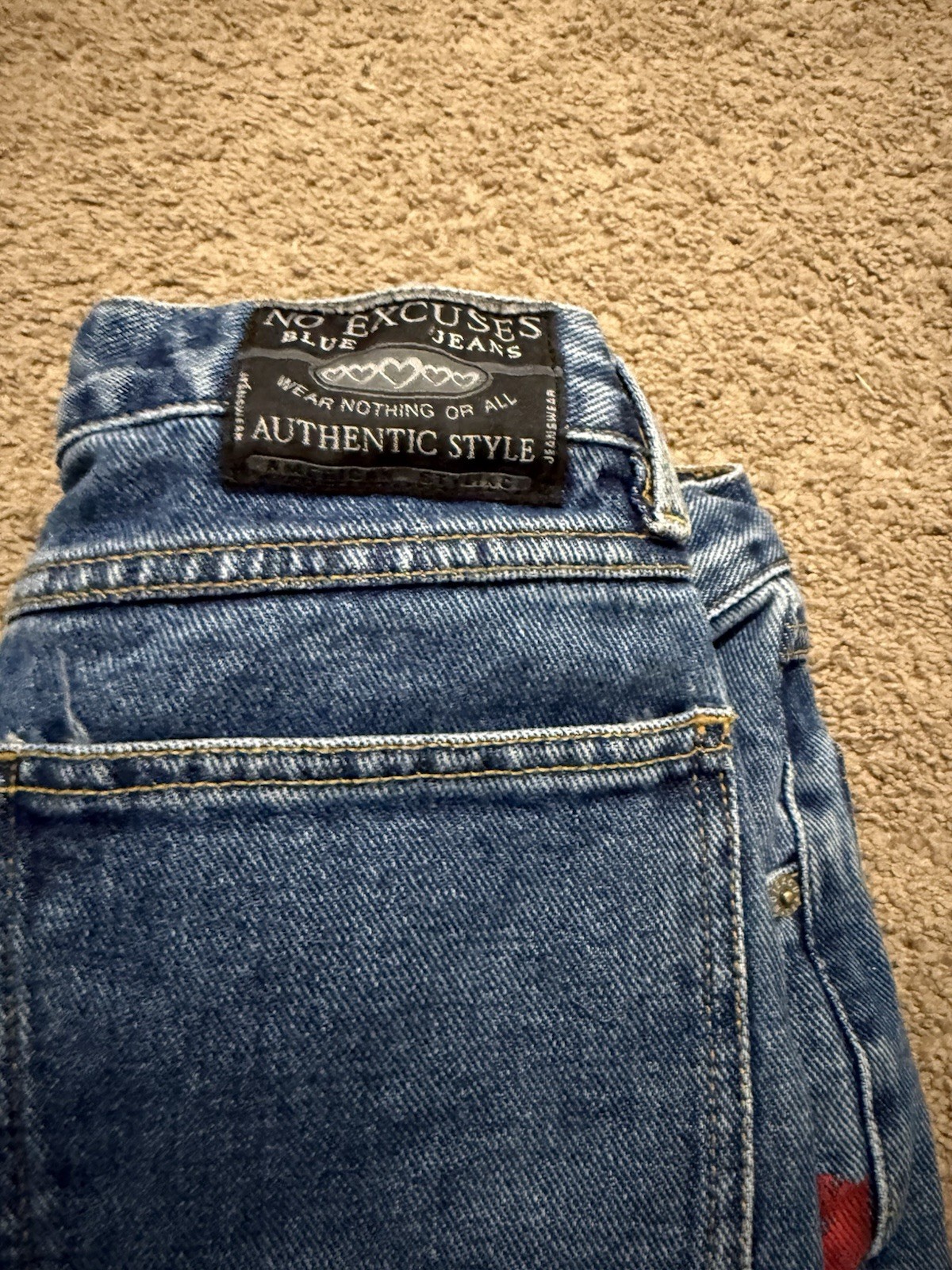 Vintage Y2K American Flag No Excuses Blue Jeans In Size 5/6 Made In USA