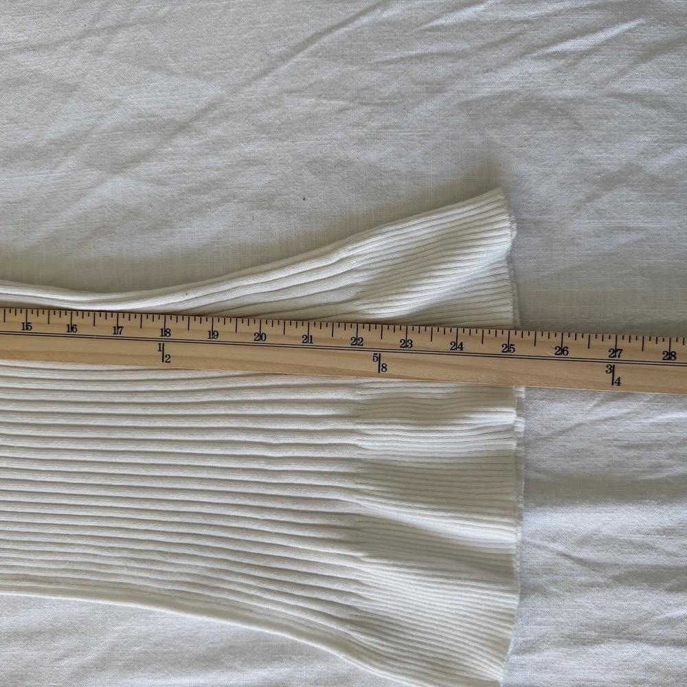 SAY WHAT? Y2K Rib Knit Sweater Sz M White Slimming Stretch Preppy Coquette 90s