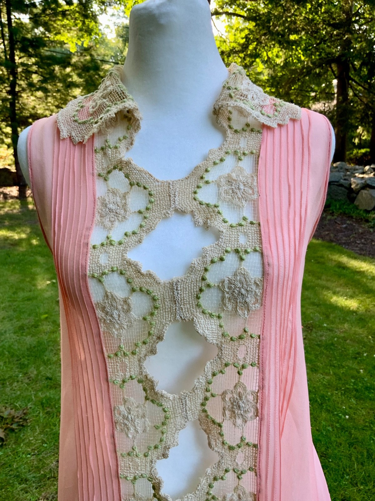 Rare 1920s Silk Chiffon Flapper Dress Art Deco Lace Dress Original Silk Slip Ant