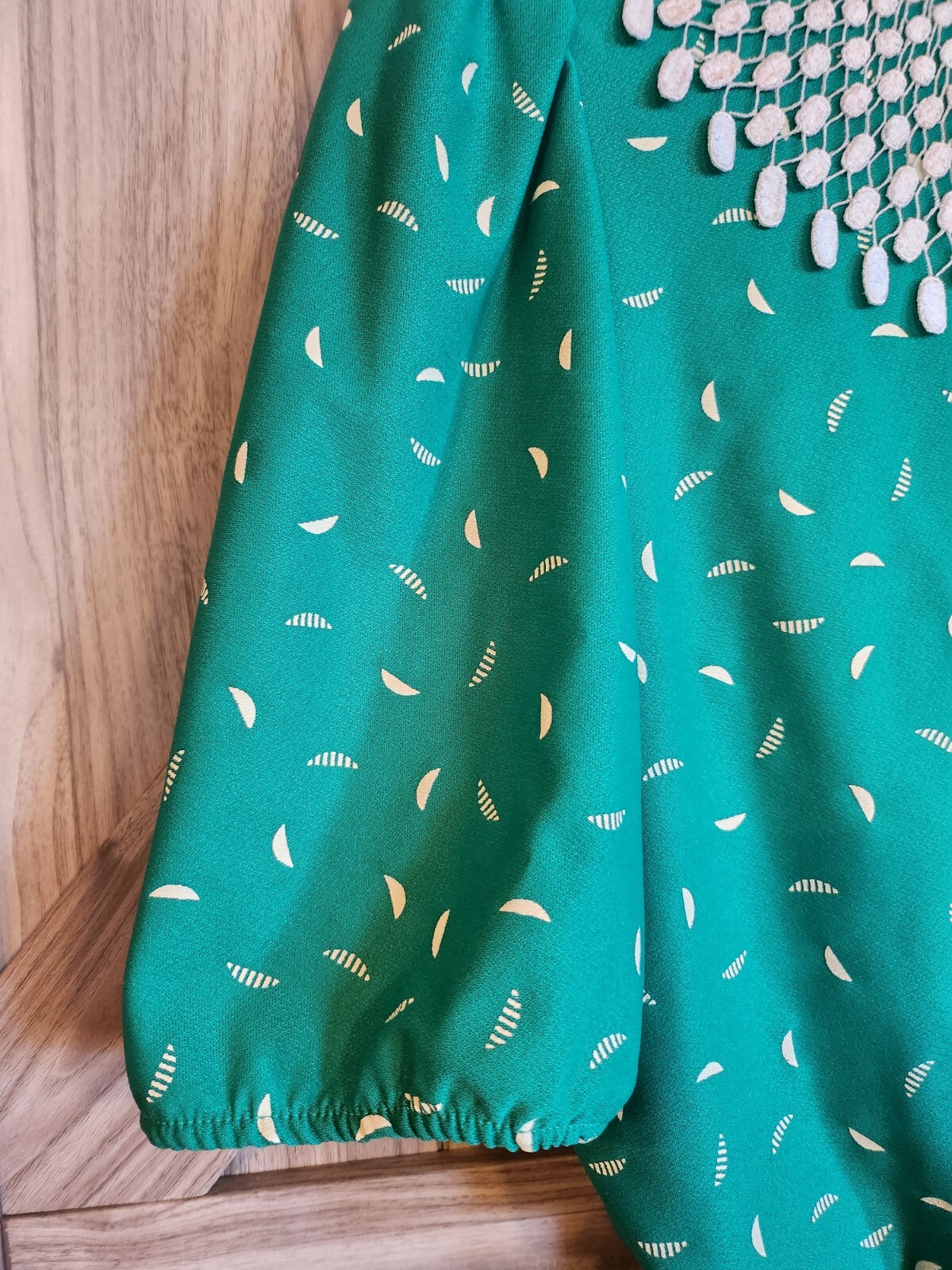 KR of NY VTG 80’s Women Kelly Green 3/4 Sleeve Blouson Pleated Bottom Dress 9/10