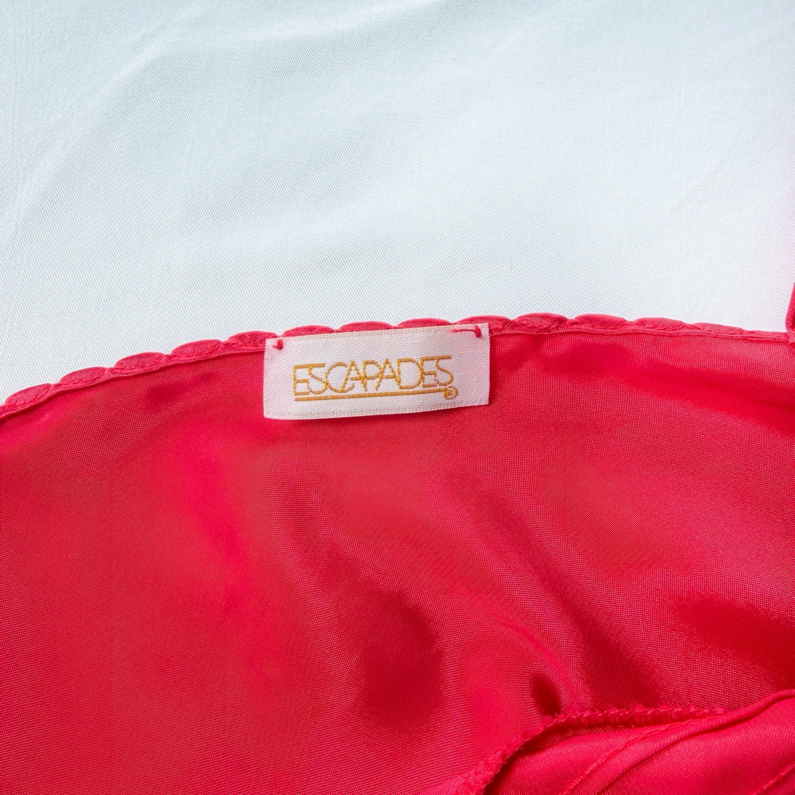 Vintage 80s Escapades Red Satin Tank Top Pin Tuck Pleated Bodice Cami Sz M