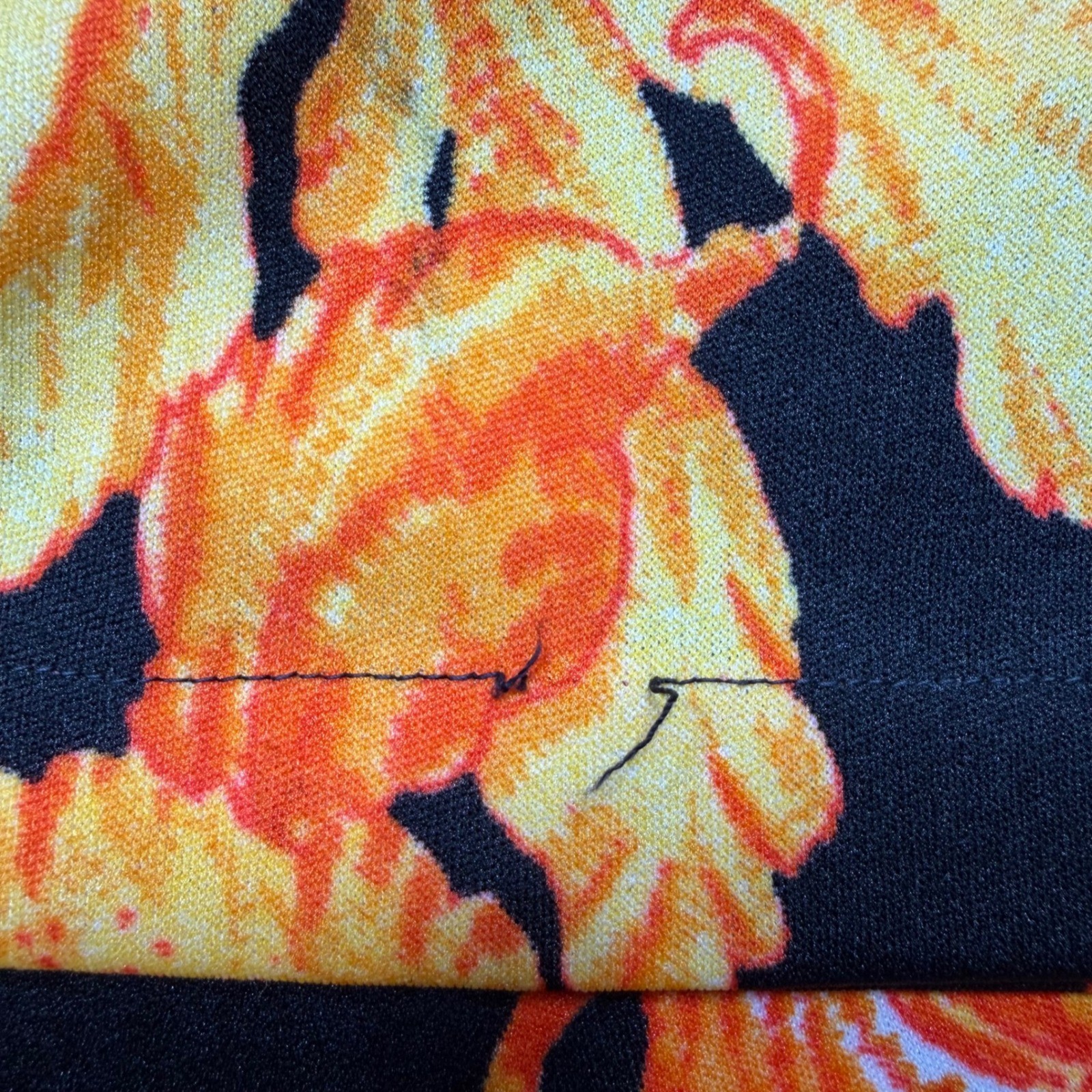 Vintage 90s Handmade Floral Orchid Tank Top Twin set 2pc Black Orange Yellow M/L