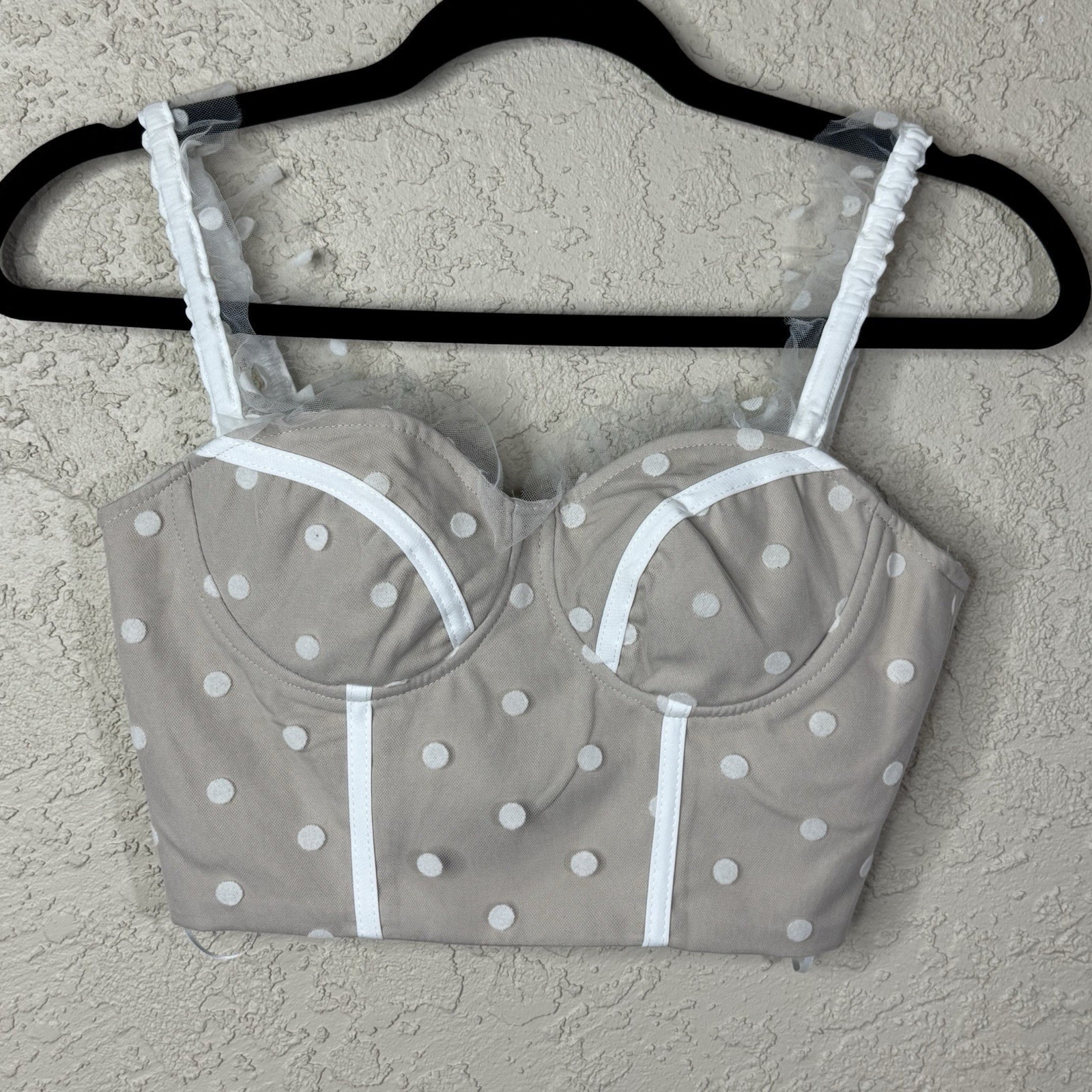 Hello Molly Corset Top Sheer Polka Dot XS Dainty Feminine Cottagecore Coquette