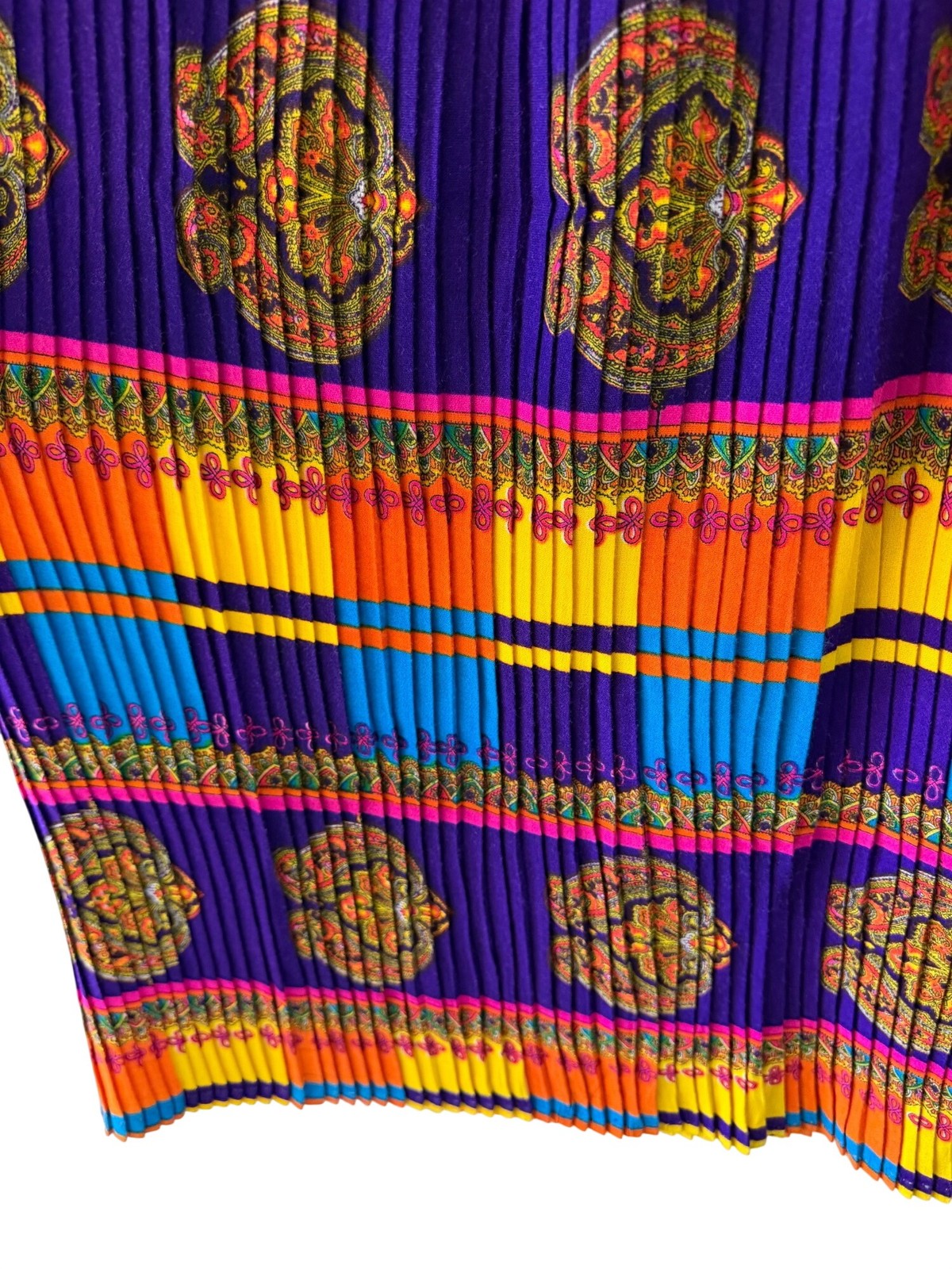 Rhapsody By Glazier Womens Accordion-pleated Maxi Skirt Size M Multicolor Vintag