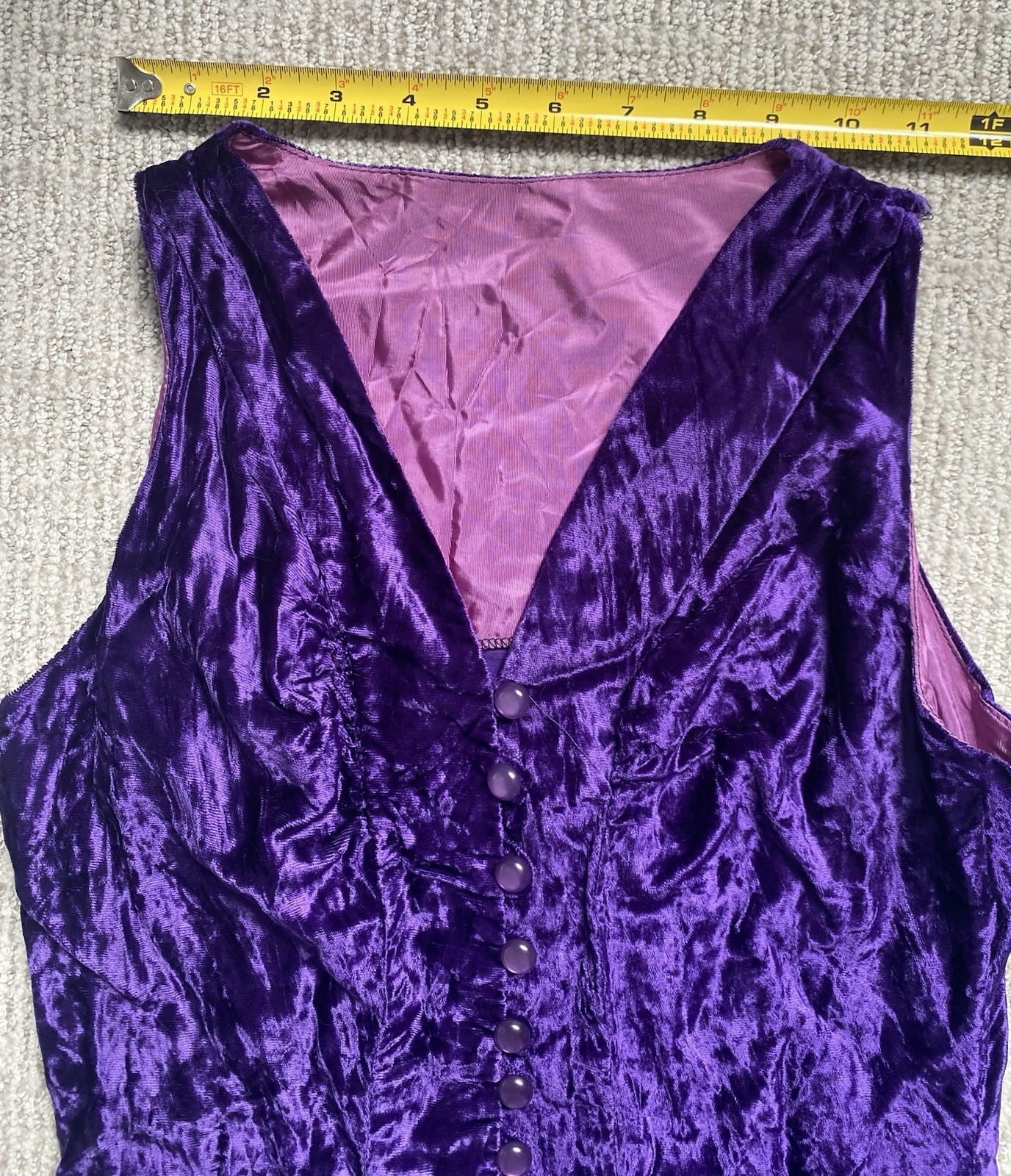 1970s This Is Yours San Francisco Velvet Dress & Shorts Hot Pants Purple Buttons