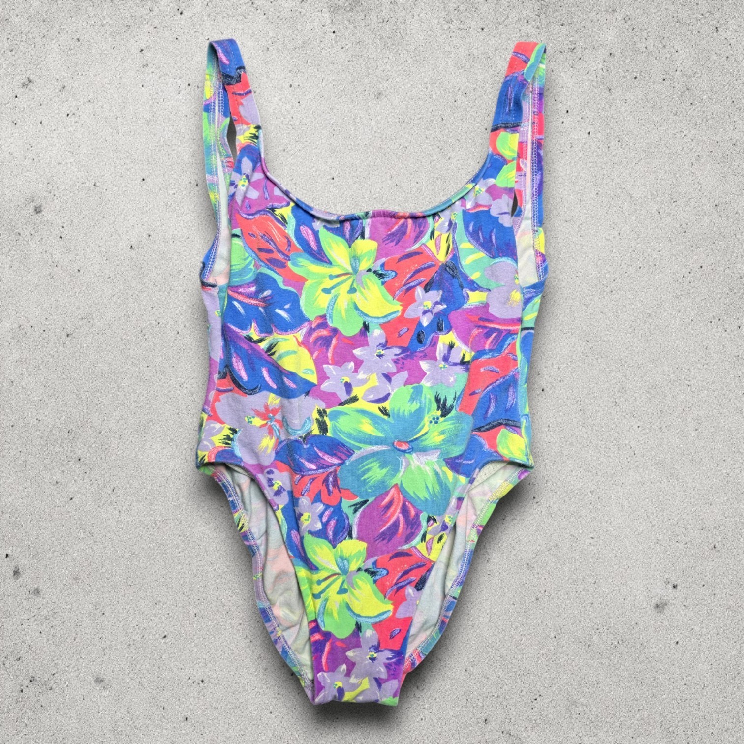 Vintage 1980s Jantzen Electric Beach Womens 7/8 One Piece Swimsuit Canada Made