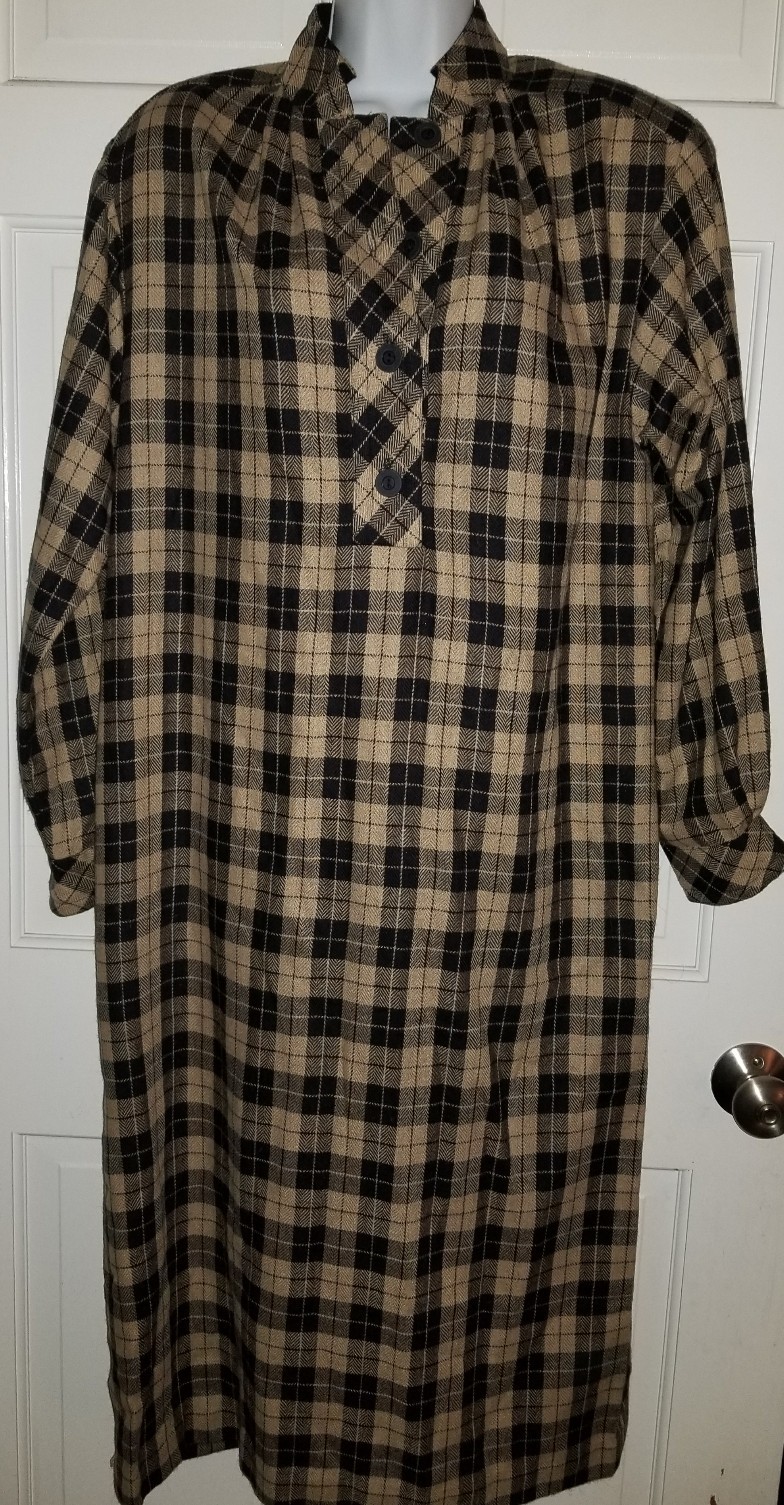 Tanner camel tan black check plaid wool long sleeve vintage dress. 12