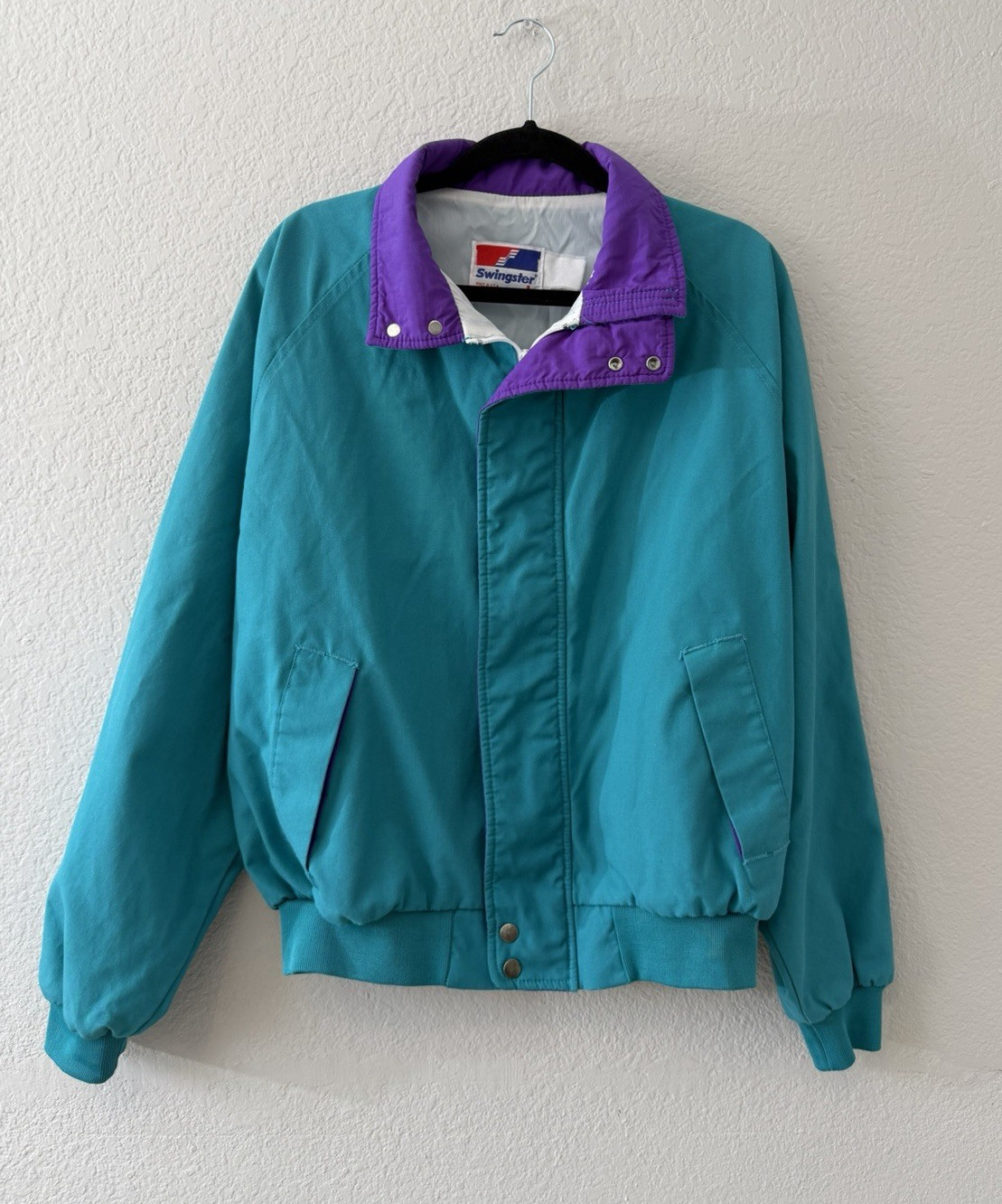 Swingster Women’s Vintage Jacket Teal Purple Size L Made in USA