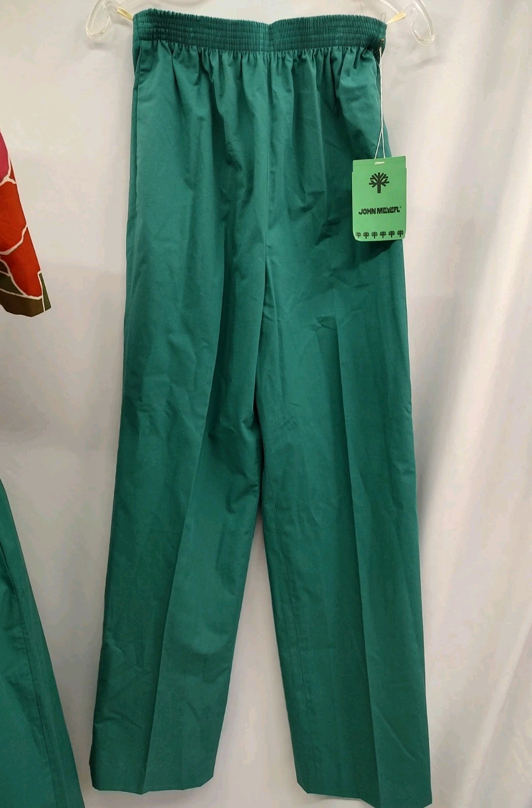 70’s John Meyer Leisure Set Outfit Pants Skirt Top Blouse Retro Floral Green 6/8