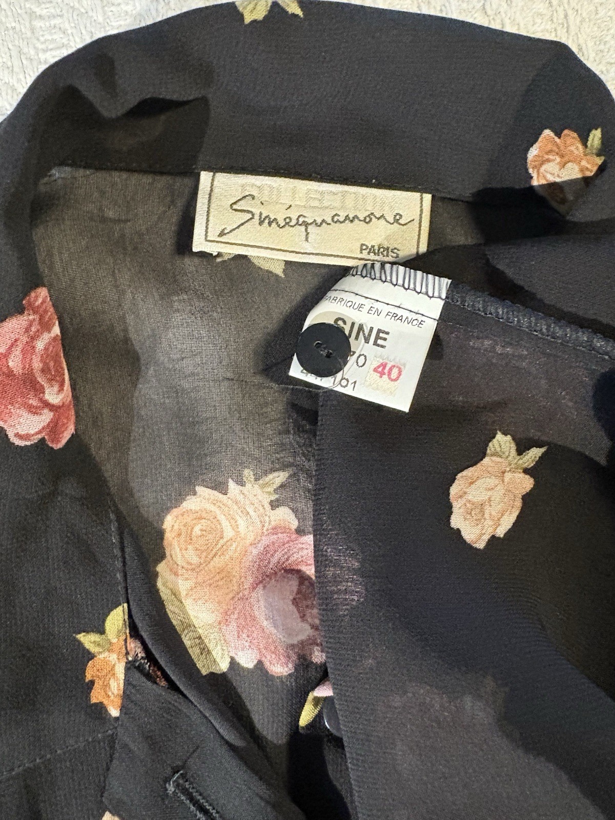 Vintage 80s Made/France Sheer Crepe Chiffon Rose Blouse New Romantic Goth Boho L