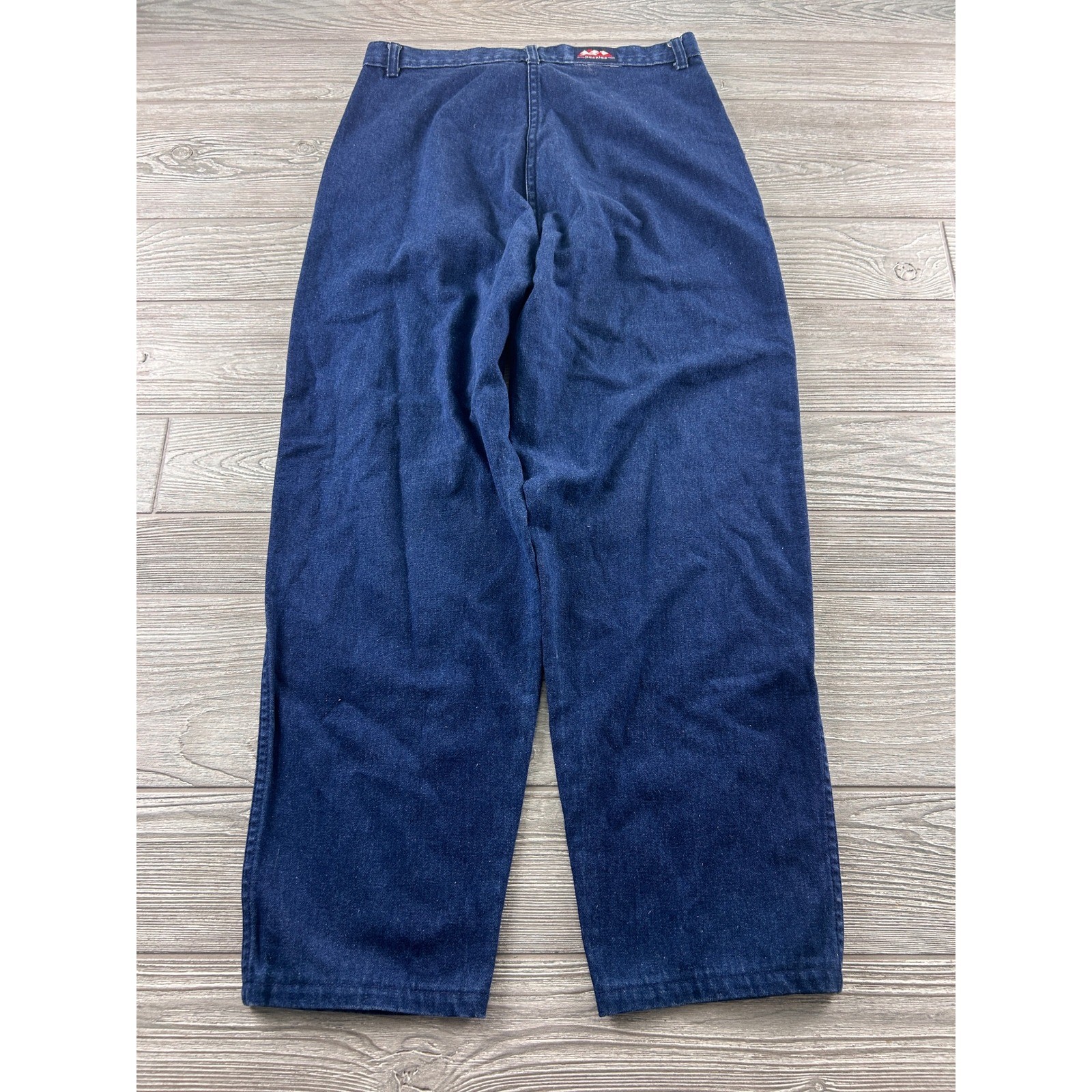 Vintage High Waisted Wide Leg Denim Trousers Indigo Blue Cotton Pants 284-00P 12