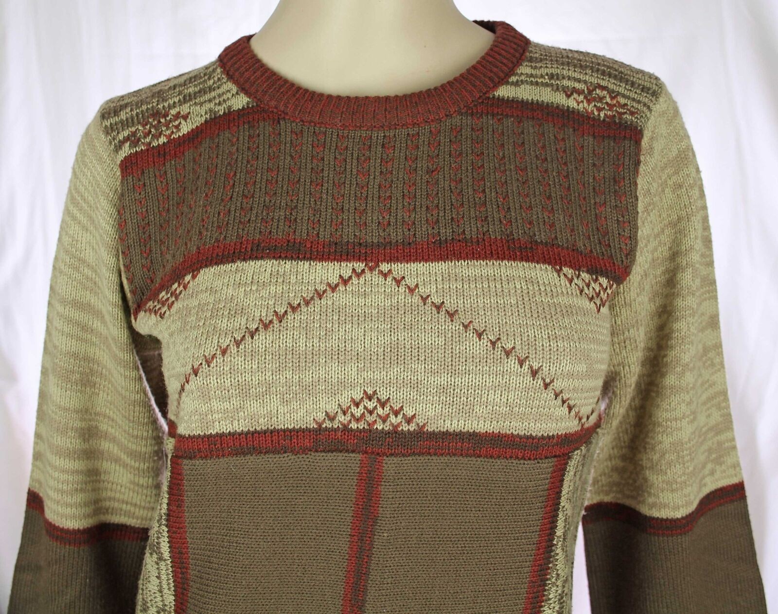 1970s Vintage Bell Sleeve Space Dye Sweater Top Embroidery Boho Hippie Disco S
