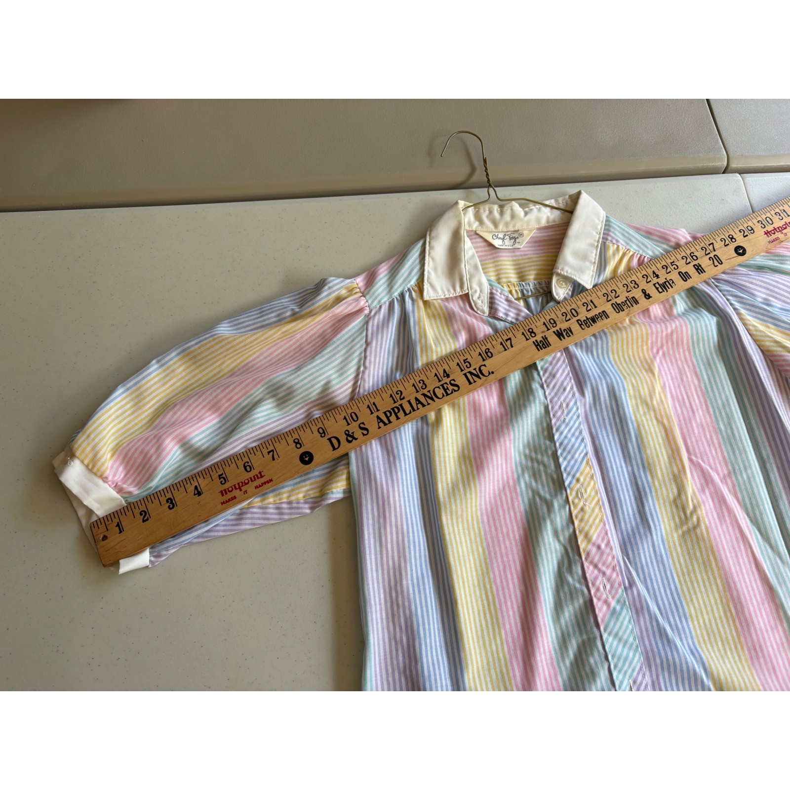 Vintage Cheryl Tiegs Pastel Striped Button Down Shirt 80s Multi Color Size 14