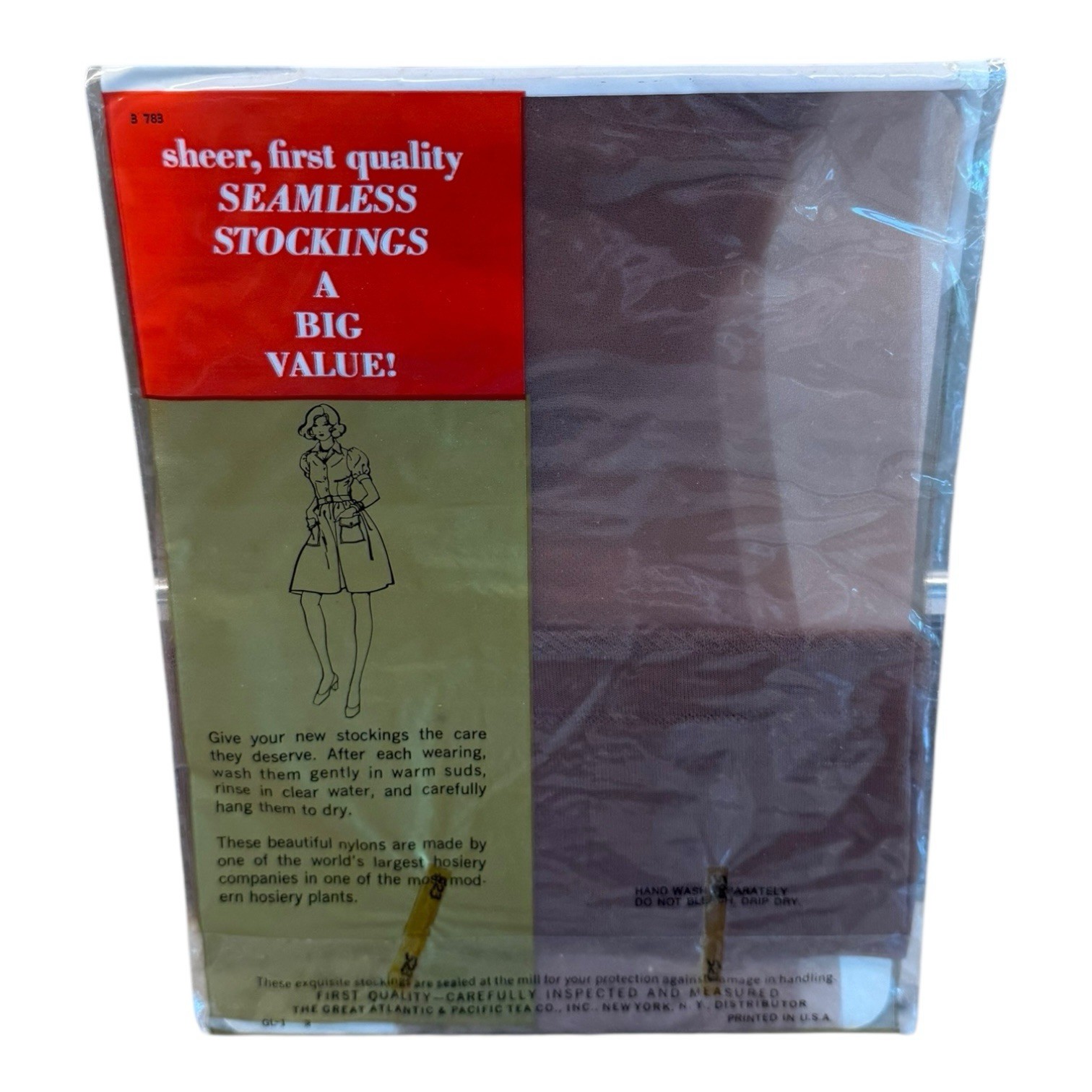 Vintage Glamalon Seamless Mesh Stockings Mist Size 9 Run Resist First Quality