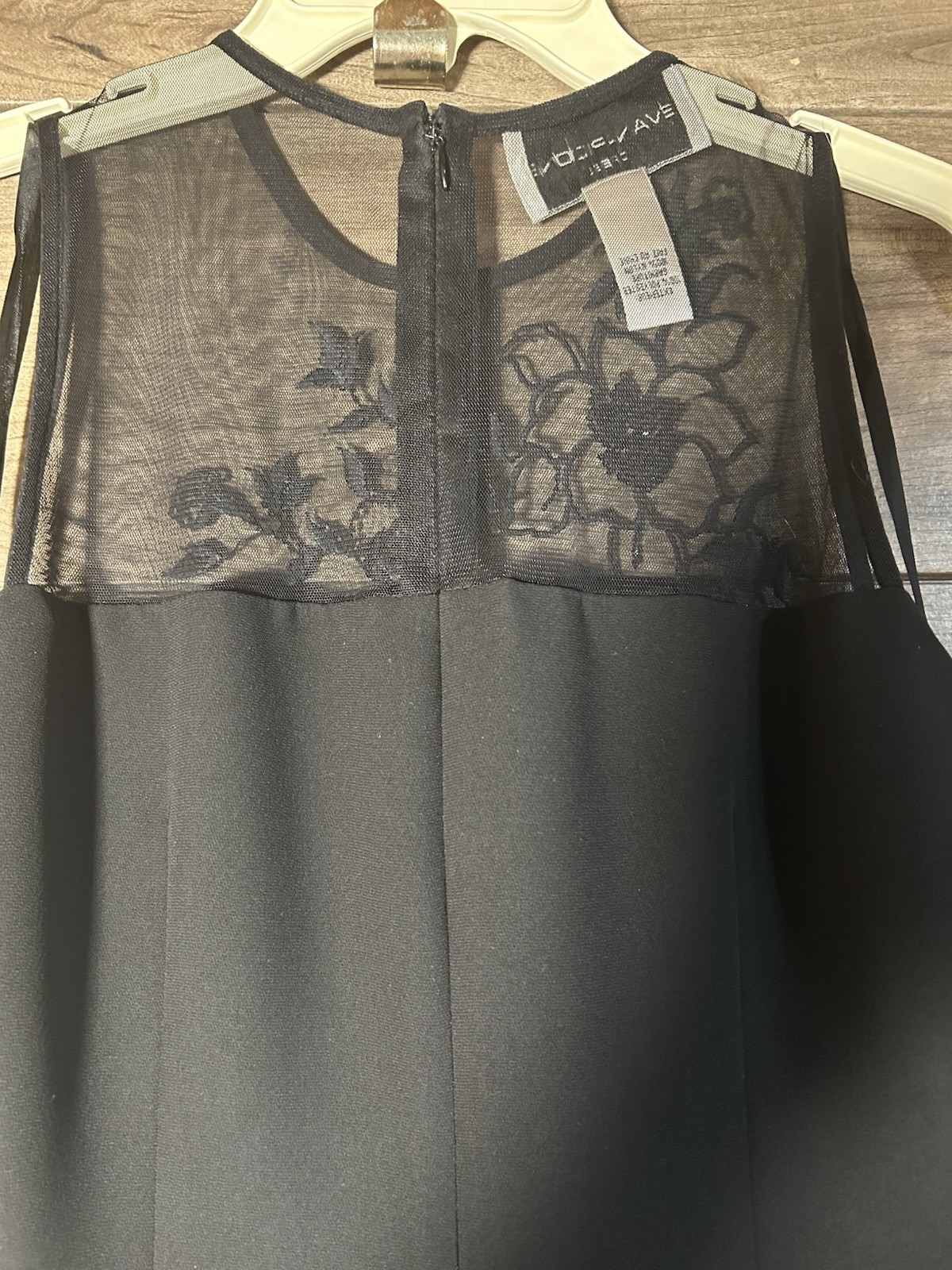 Y2K Evan-Picone Black Sheath Cocktail Dress Mesh Yoke W/Embroidery&Beading Size8