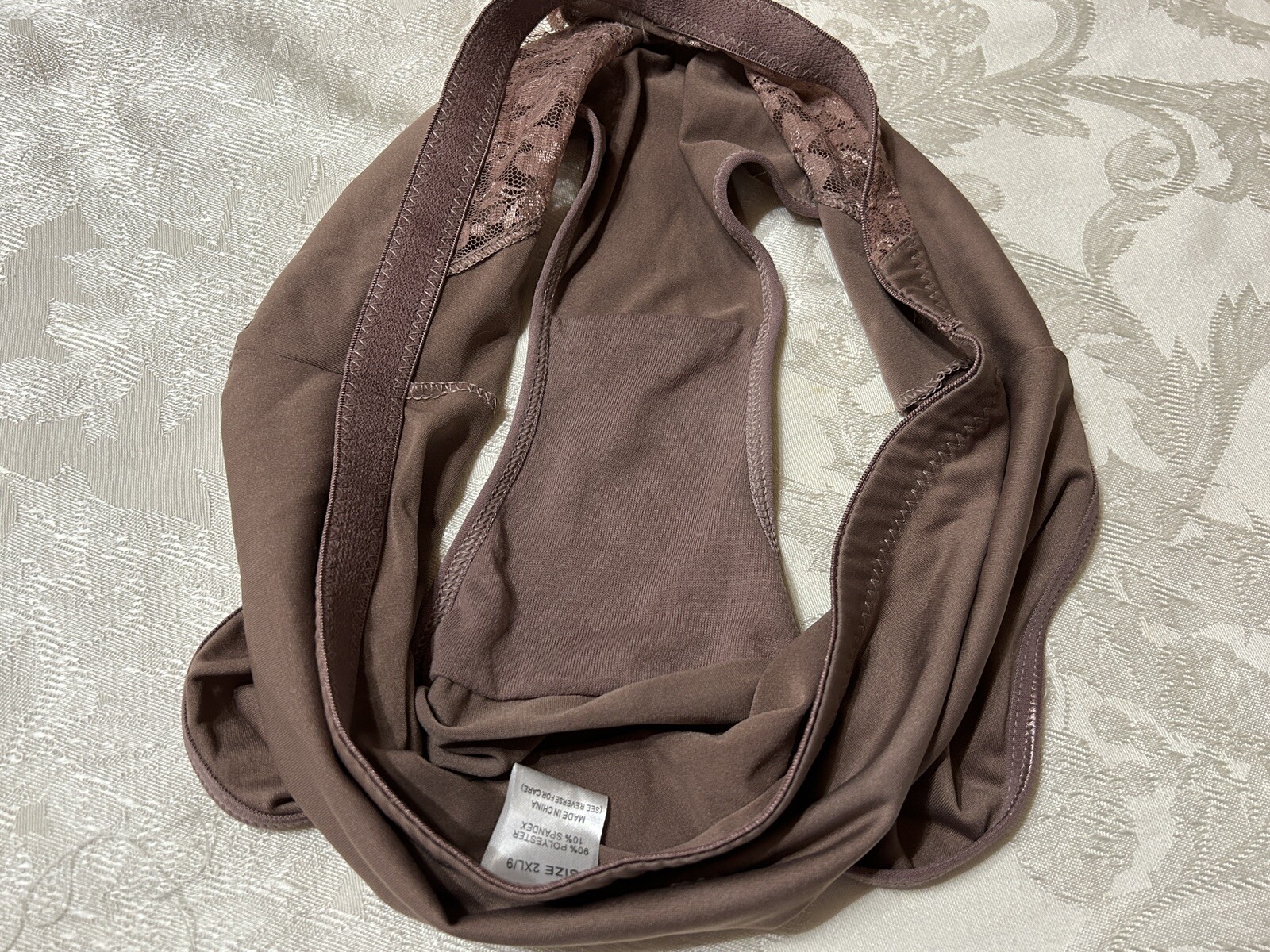 Vtg INTIMATES 3042 Polyester Lace Inserts Hi-Cut Sz 9/2XL Brown Panties #71