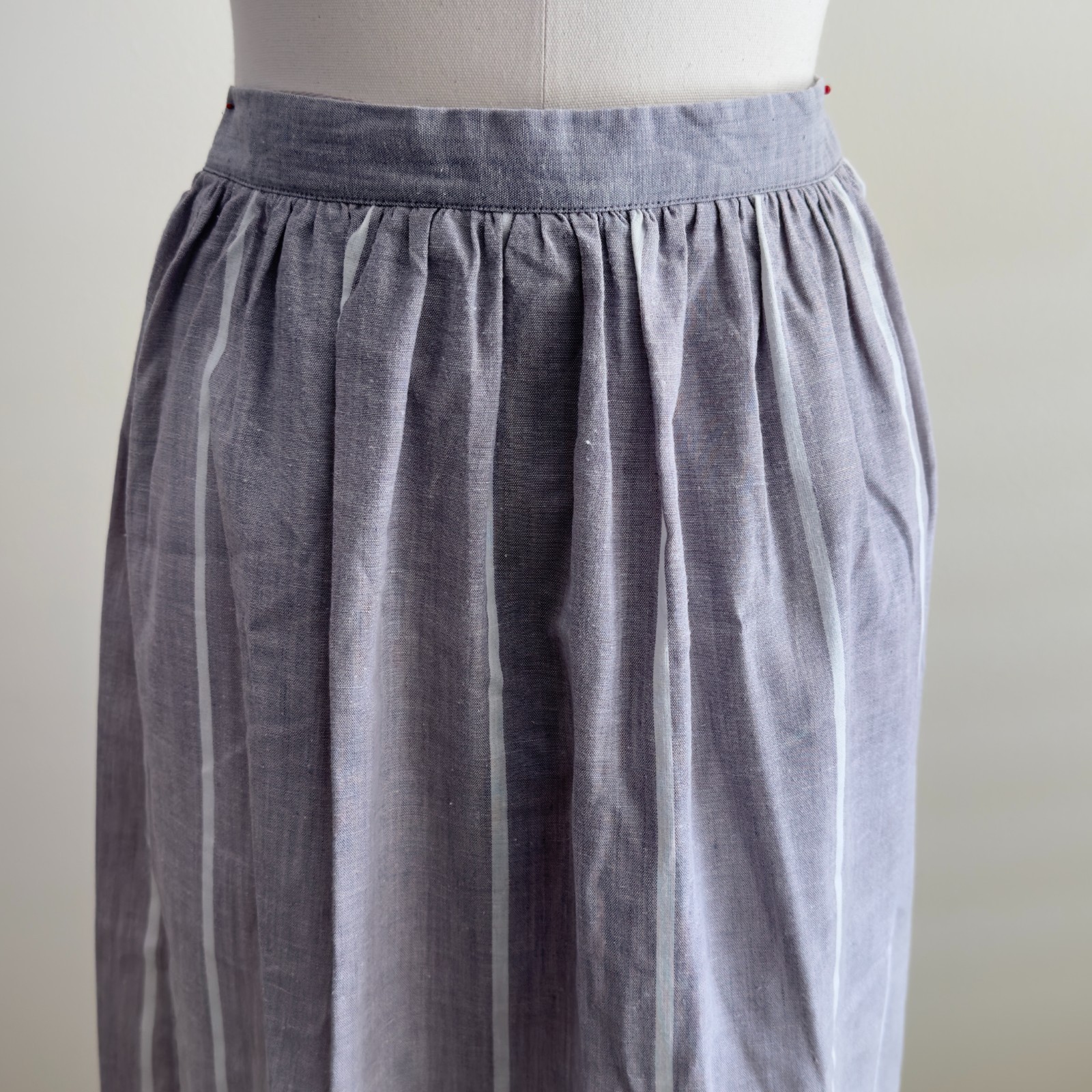 Nancy Lynn Fashions Gray White Striped Size 9/10 Skirt Top 2 Pc Set Vtg 1970s