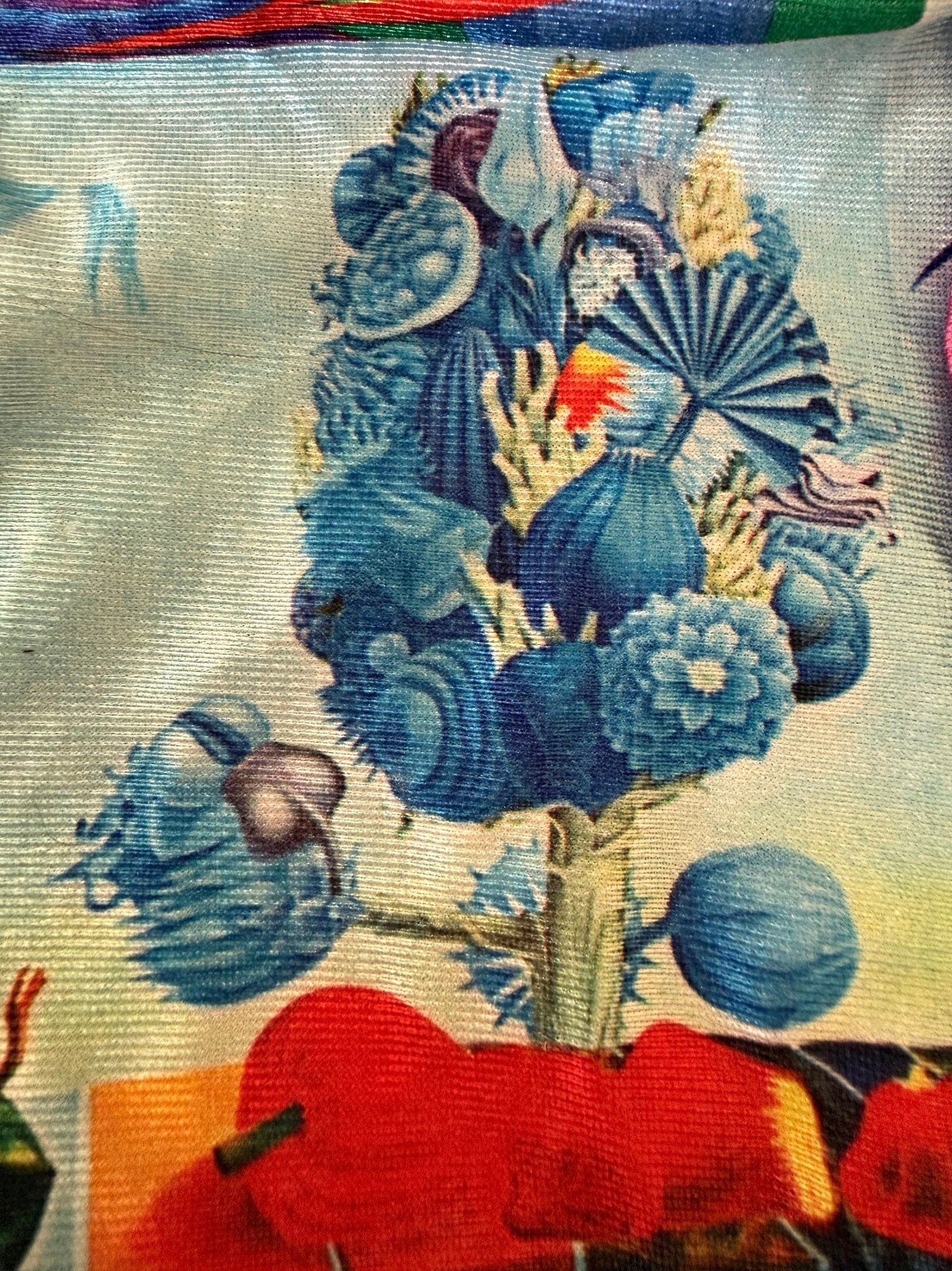 Vtg 1970s Day Glow Psychedelic Surrealist Art Shirt 70s LA Station Arpeja Blouse