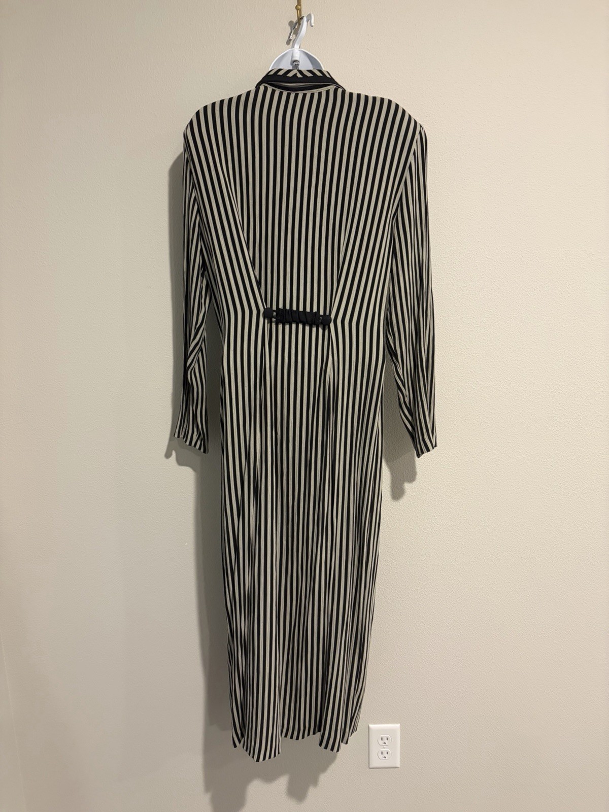 Vtg 90s Dawn Joy Maxi Pencil Dress~11/12~ Black Stripes Button Down Grunge