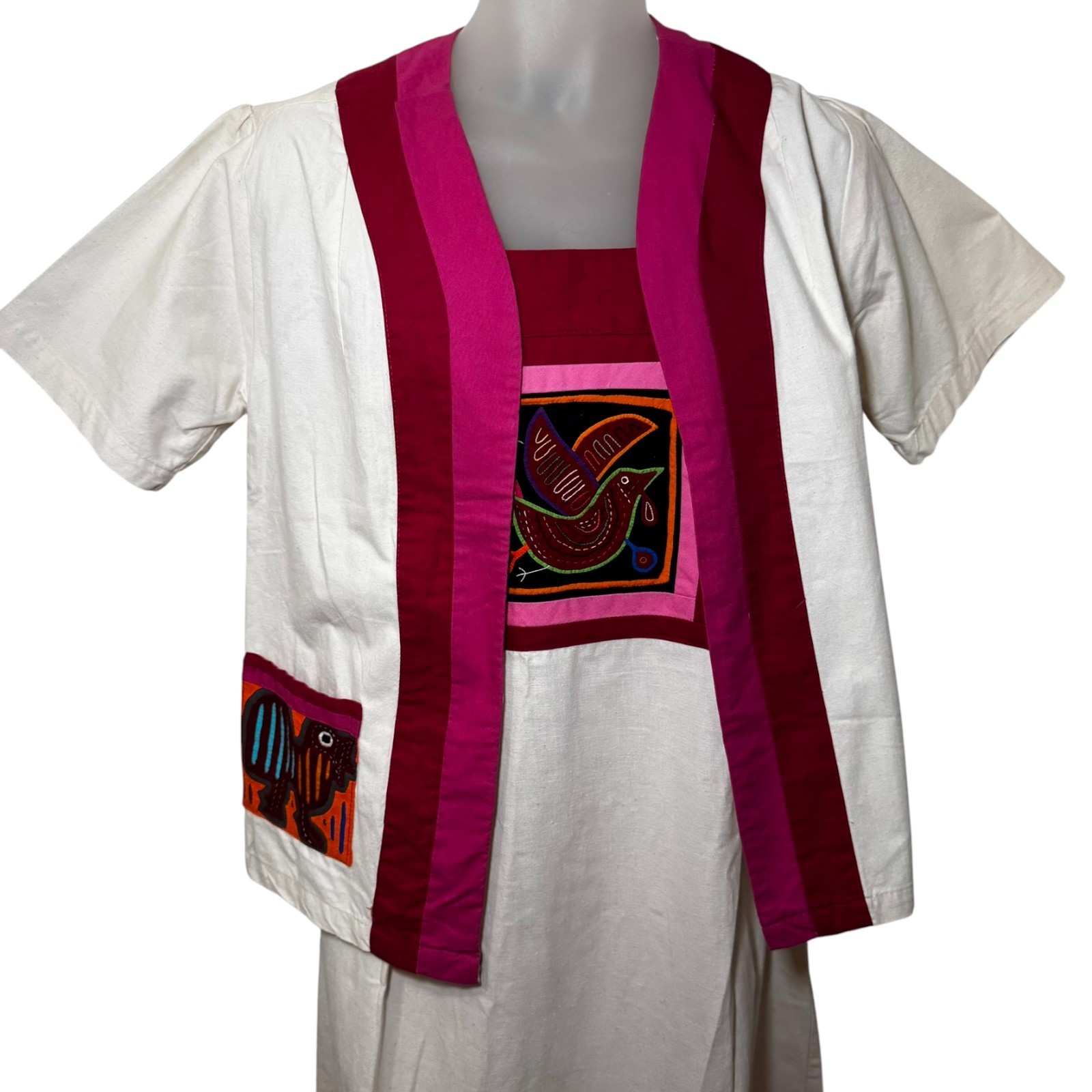 Crossroads Texas Jacket & Dress Set Mola-Style Appliqué Ethnic Art Resort Wear
