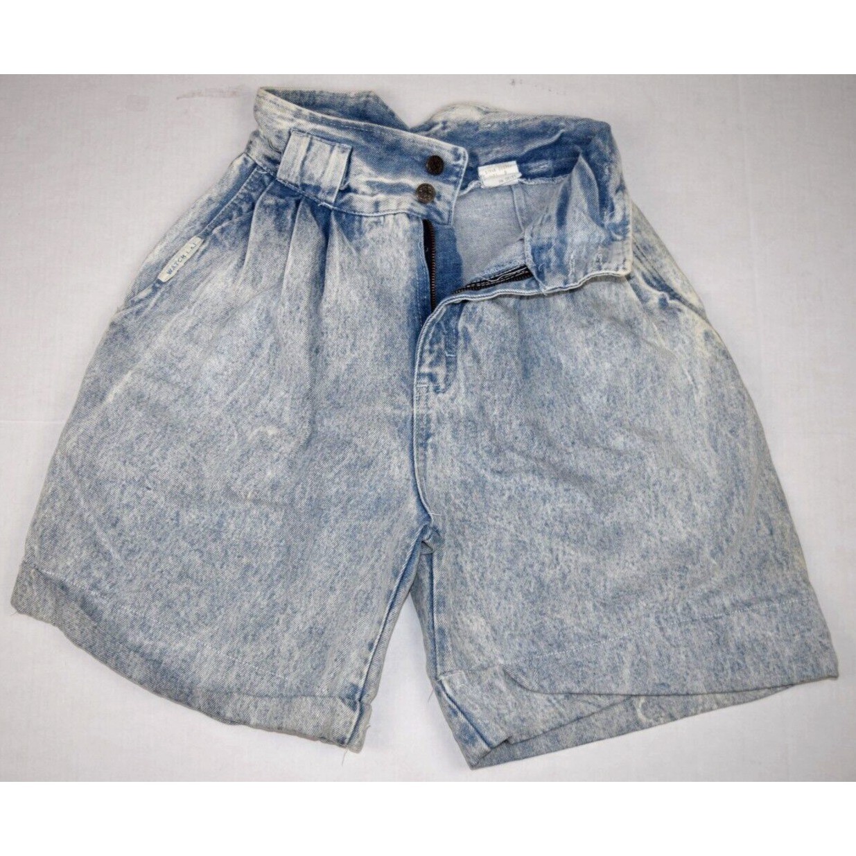 Vintage Watch LA Shorts Size XS/S 80s Denim High Waist Baggy Pleat Zip Made USA