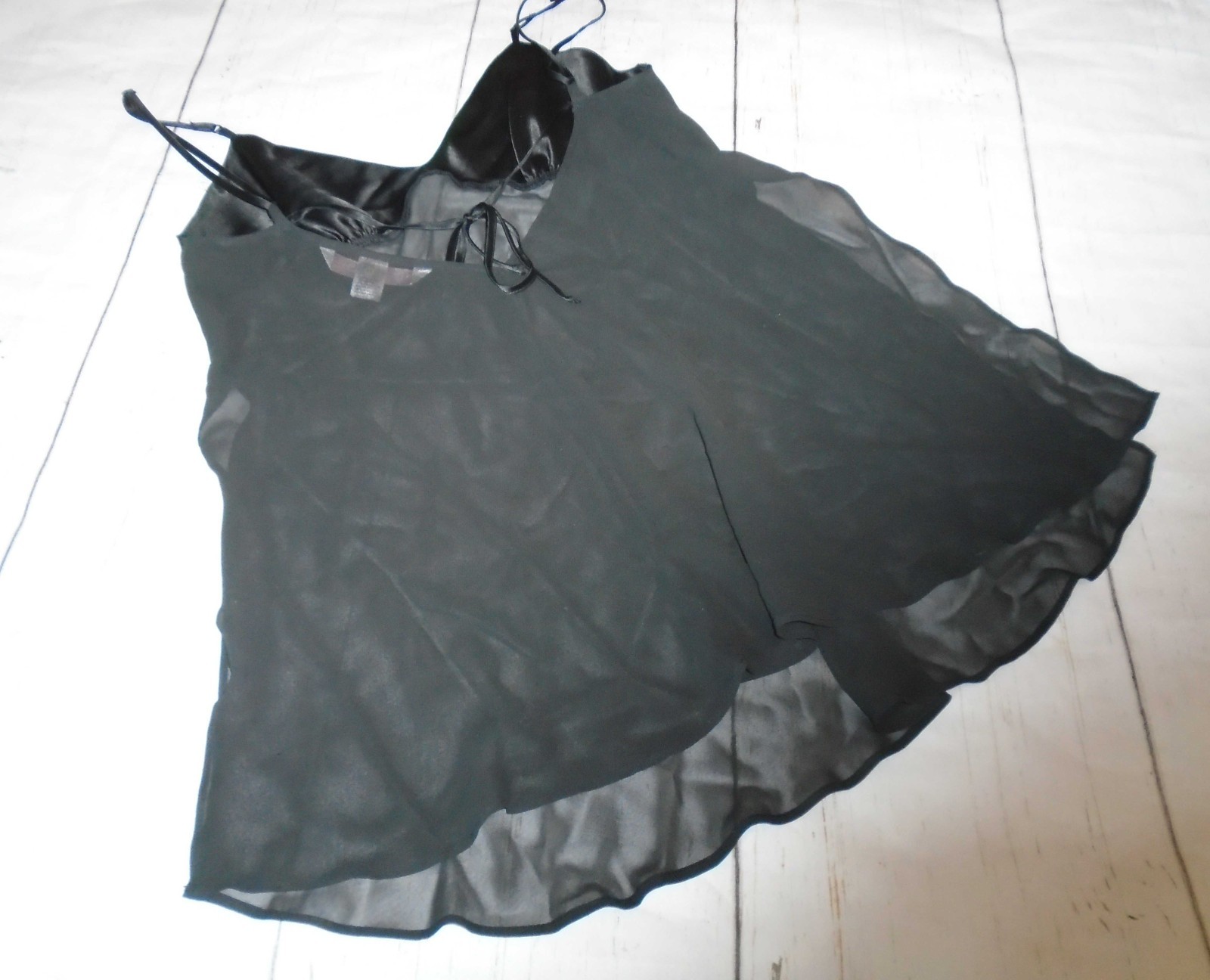 Black Chiffon & Silk Vtg Y2K VICTORIA’S SECRET Lingerie Babydoll Nightie XS