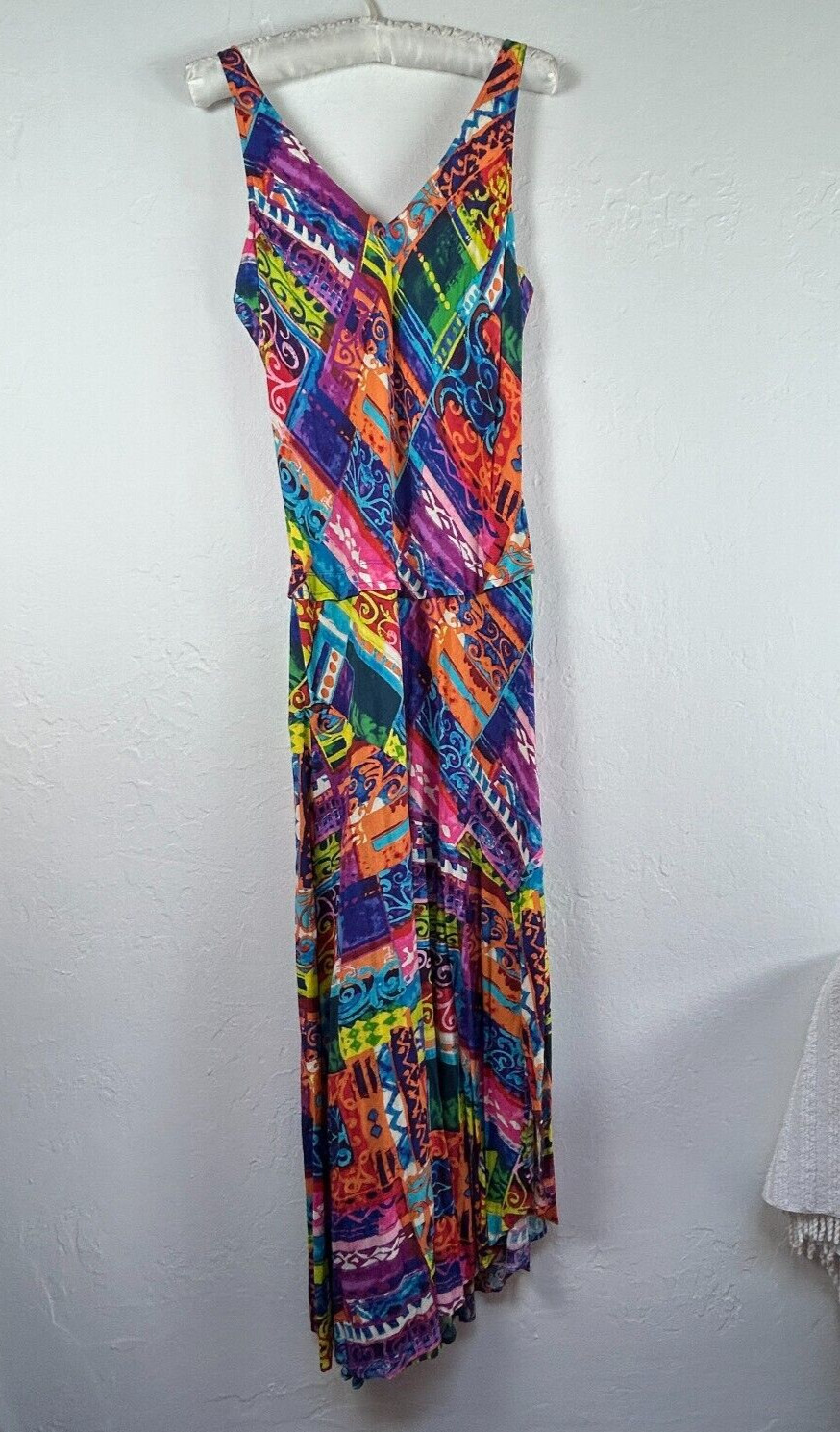 Vintage Jams World W331-Harm Harmony Maxi Tank Dress Small Multicolor Sleeveless