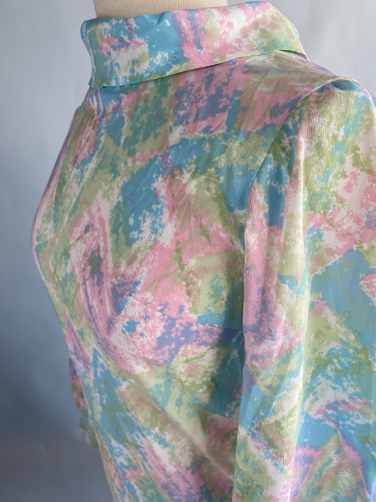 Vintage 1960’s Midcentury Modern Pastel Watercolor Abstract Print Shift Dress Sm