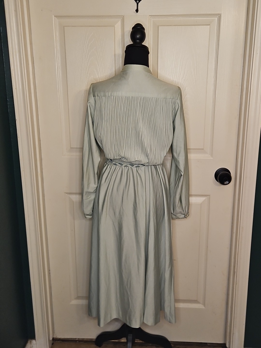 Women’s True Vtg 70s-80s Midi Dress Sz 12 Mint Green Cottagecore Prarie Modest