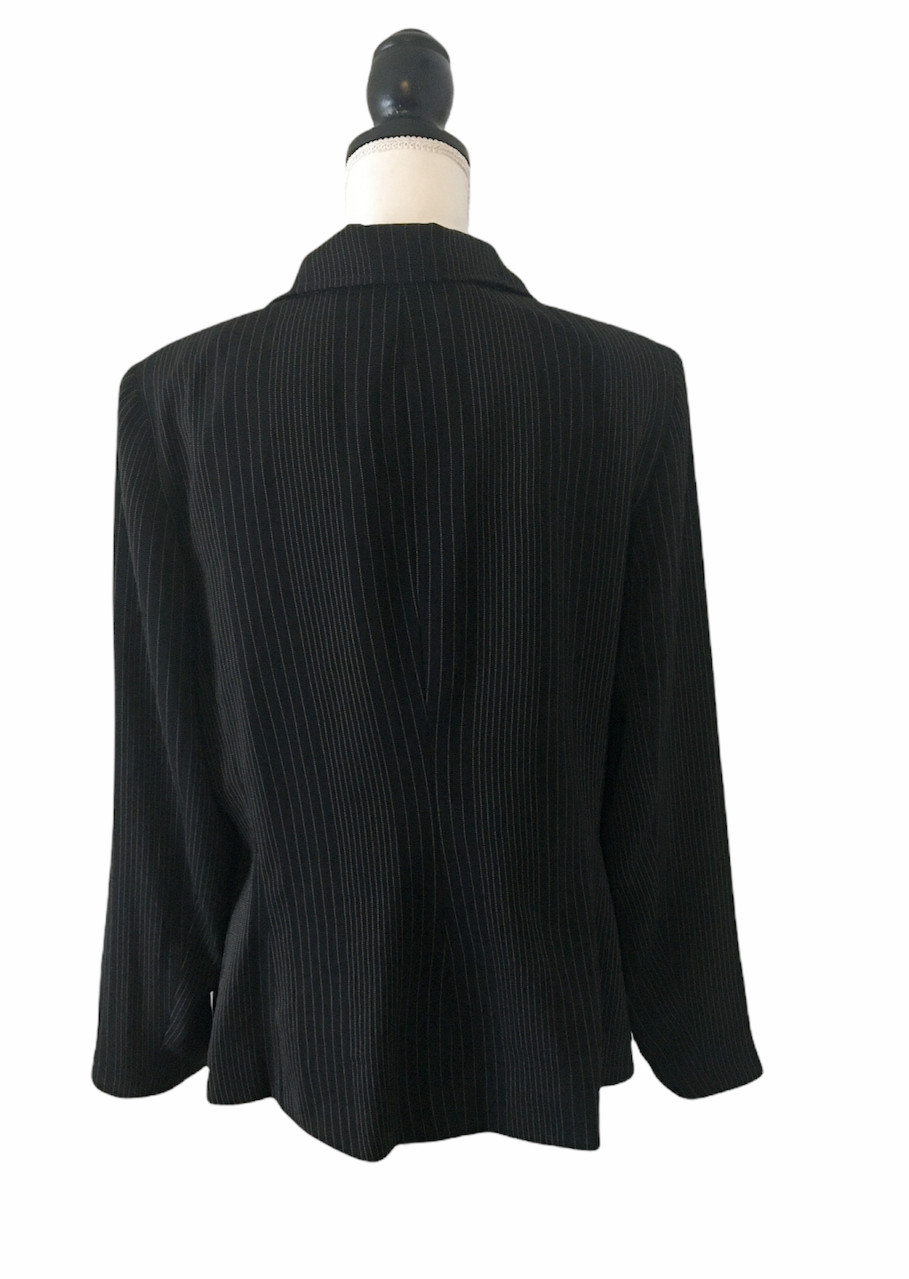 Women’s Blazer Black Pinstripe Lined Career GIORGIO SAINT ANGELO Vintage 14W