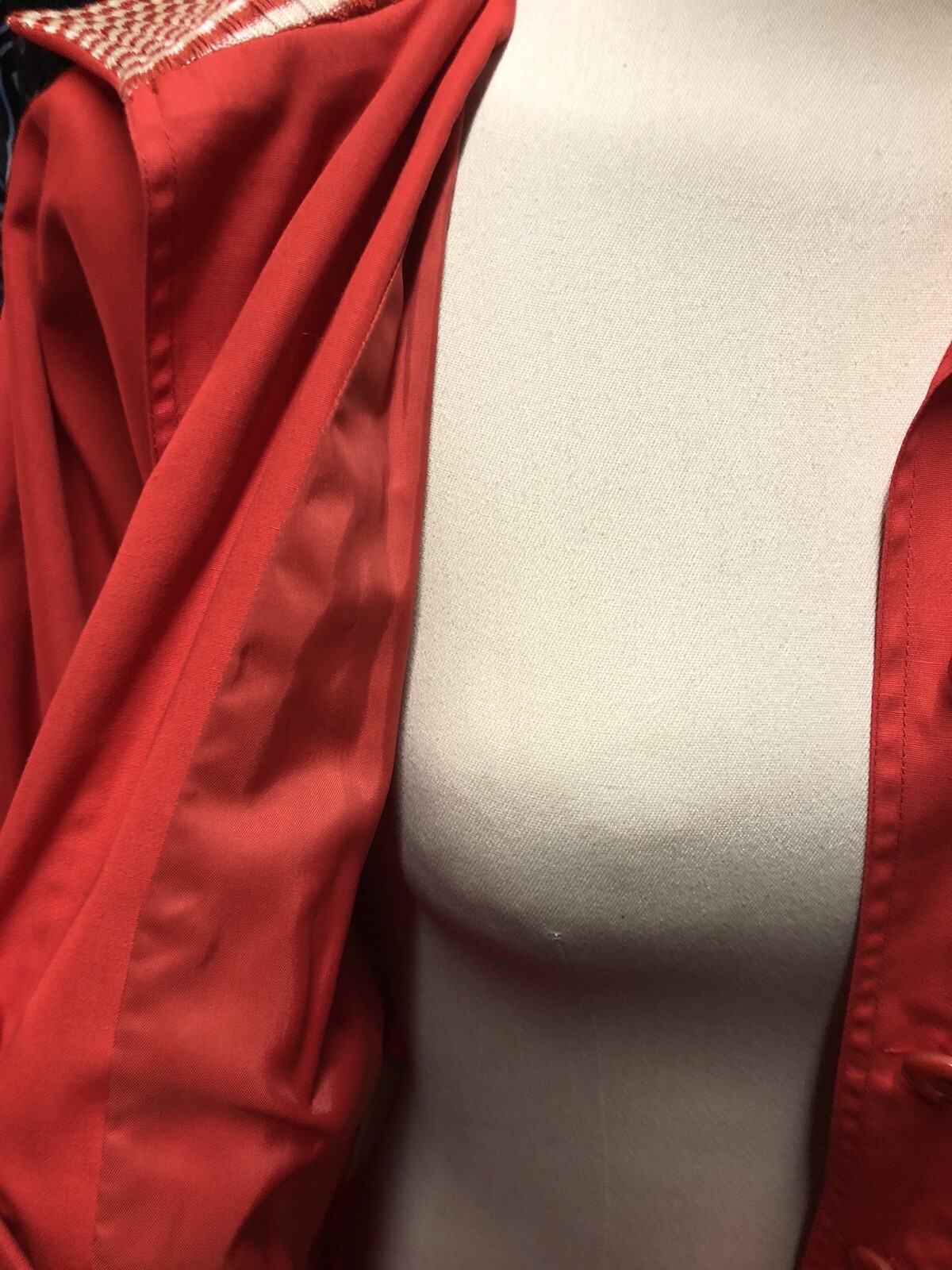 The Clothes Horse vintage Shirt Dress Jacket Size 12 Red Candy Stripe Duster