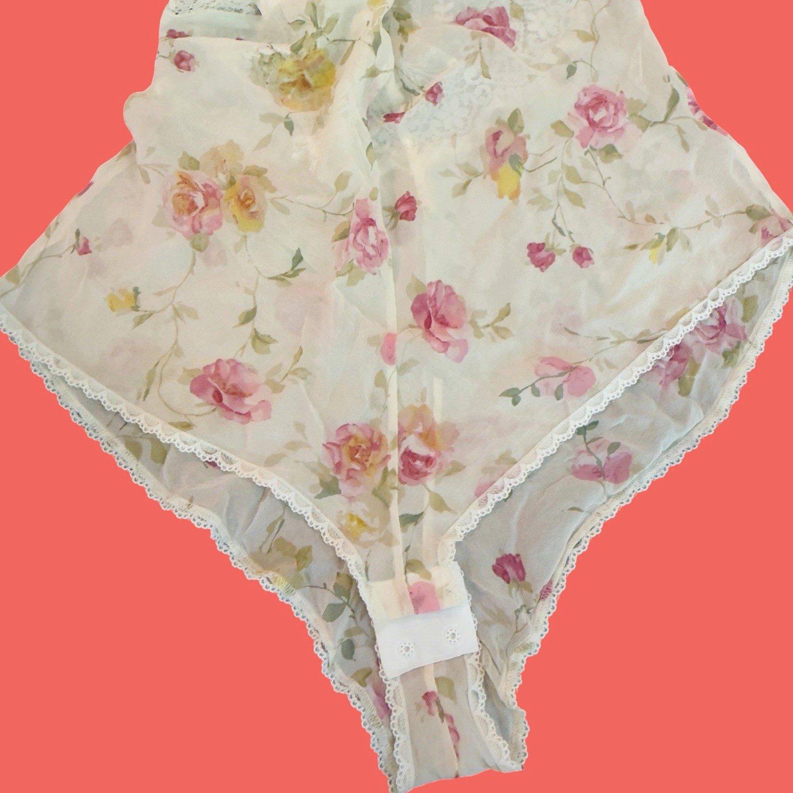 VICTORIA’S SECRET … 100% Silk Chiffon Lace Teddy Bodysuit … Size S