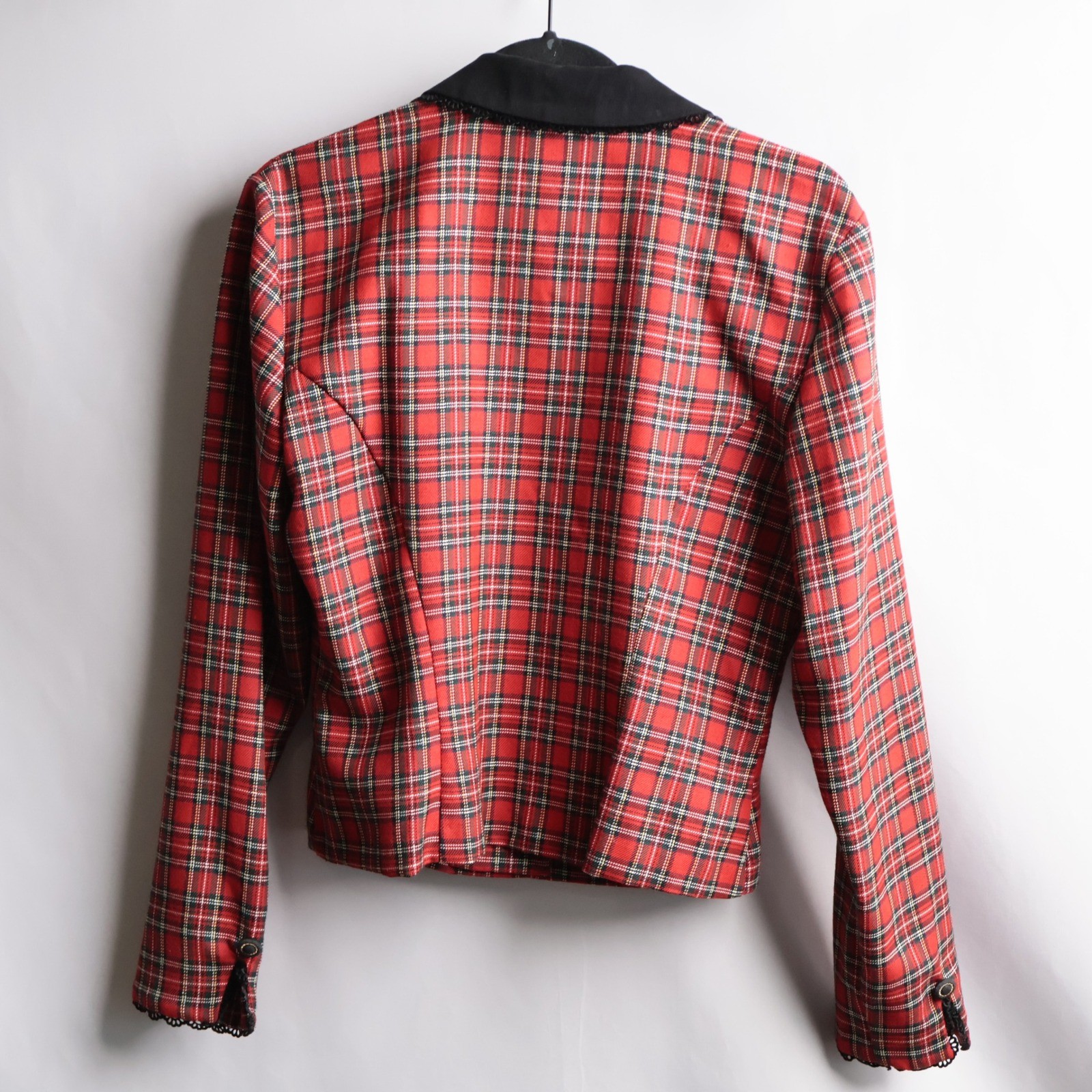 VTG 90s Red Tartan Plaid Blazer Jacket Dark Academia Cher Horowitz Holiday L